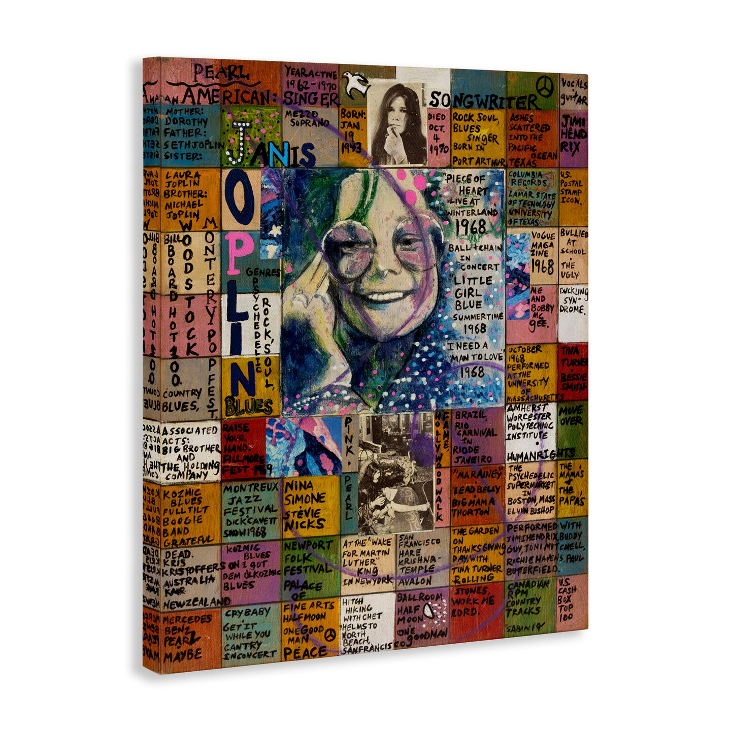 Stupell Industries Janis Joplin Collage Canvas Wall Art Design by Sabin