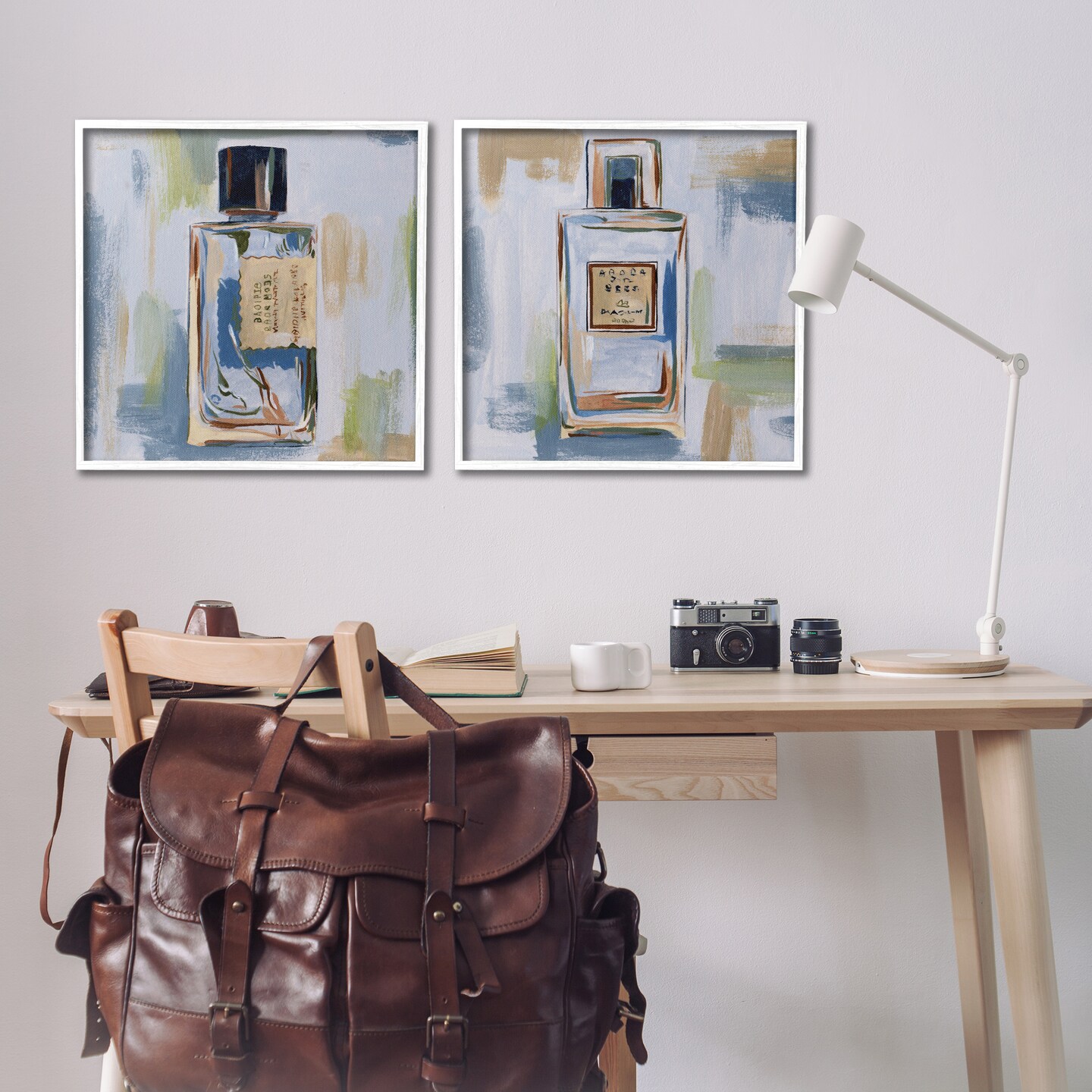 Stupell Industries Abstract Cologne Perfume Bottle 2 pc Framed Giclee Wall Art Set Design by Melissa Wang