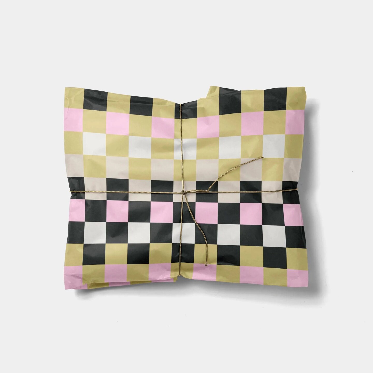 Pink, Gold and Black Checkerboard Gift Wrap