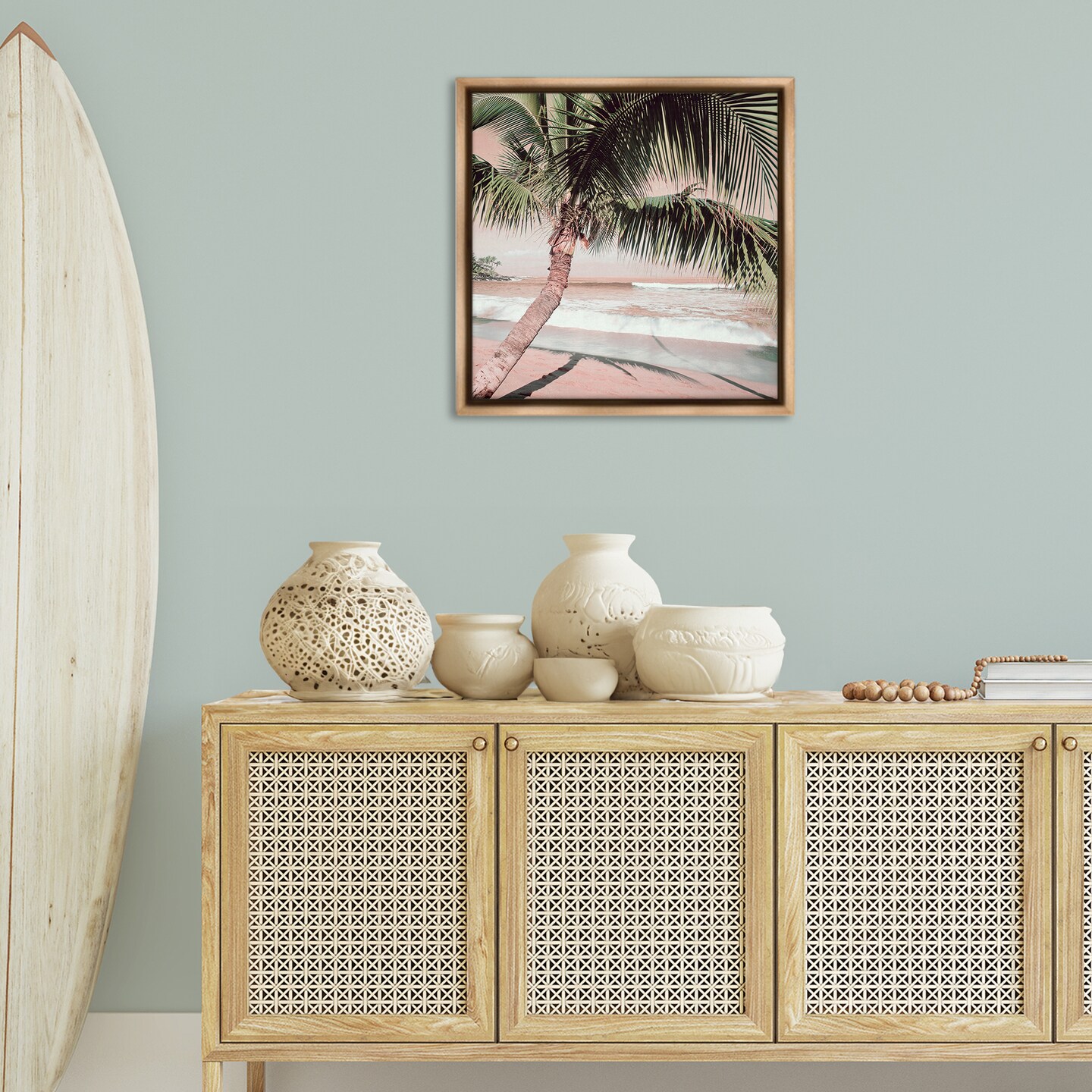 Stupell Industries Palm Tree Shadow on Sand Framed Floater Canvas Wall Art Design by Danita Delimont