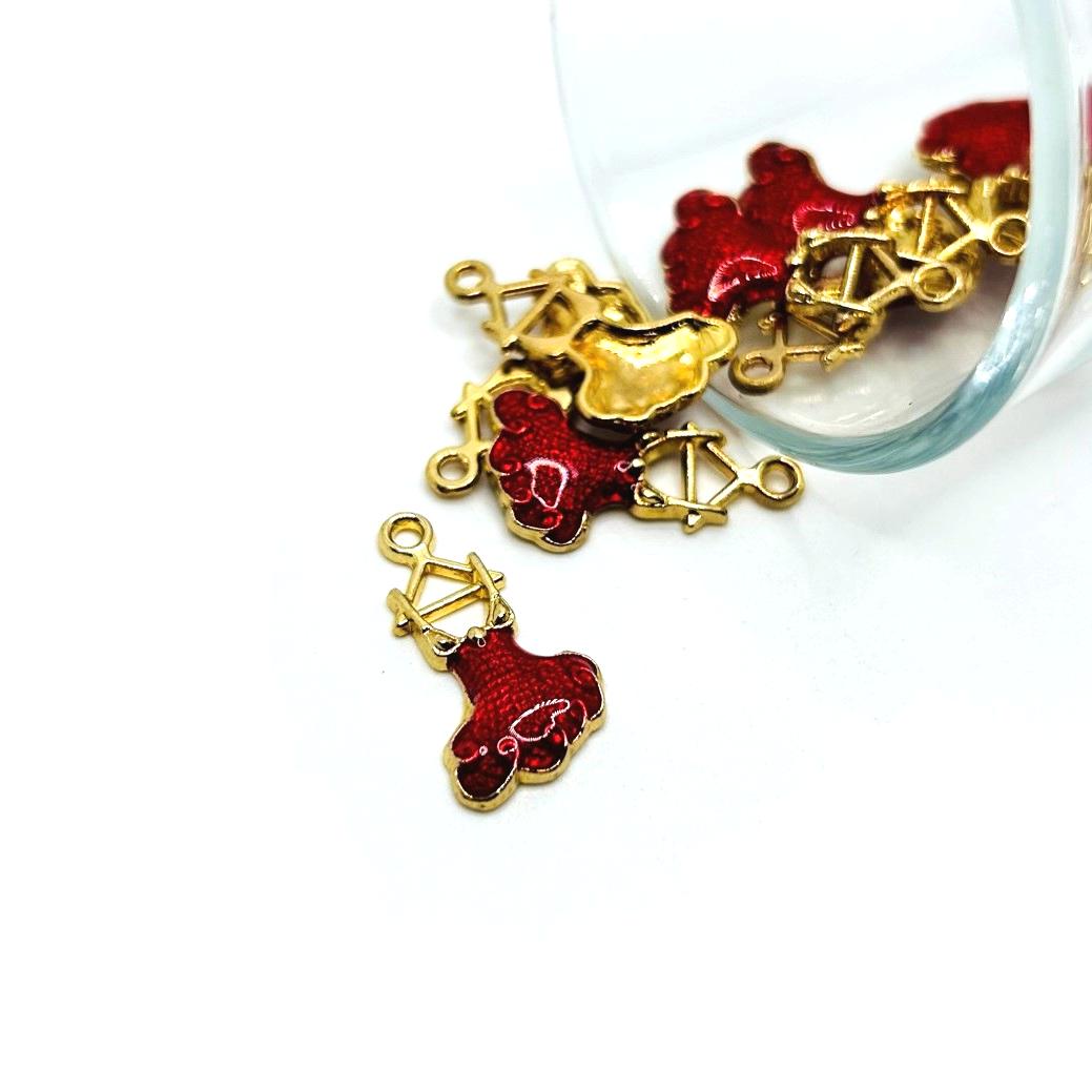 4, 20 or 50 Pieces: Red and Gold Flamenco Dress Charms