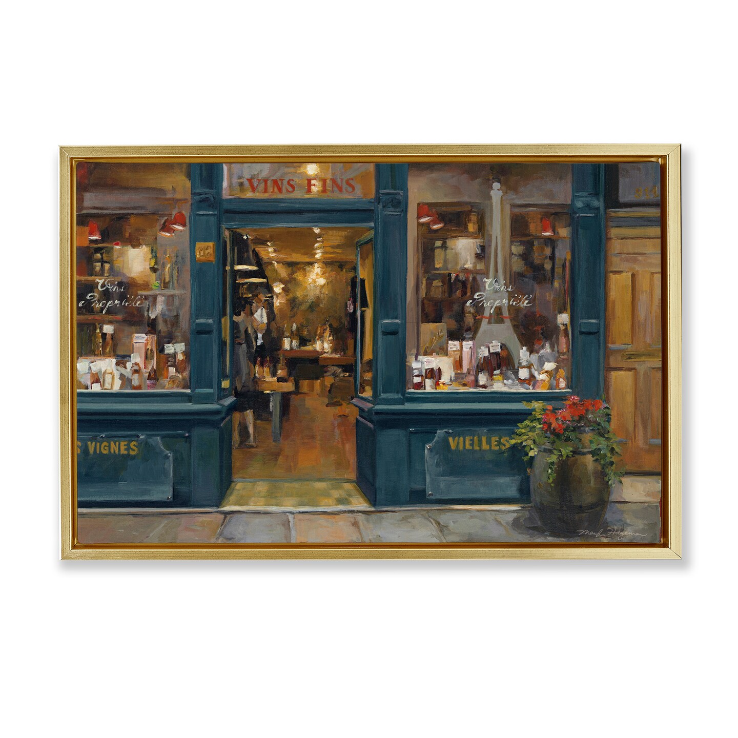 Stupell Industries Parisian Wine Shop Framed Floater Canvas Wall Art Design by Marilyn Hageman