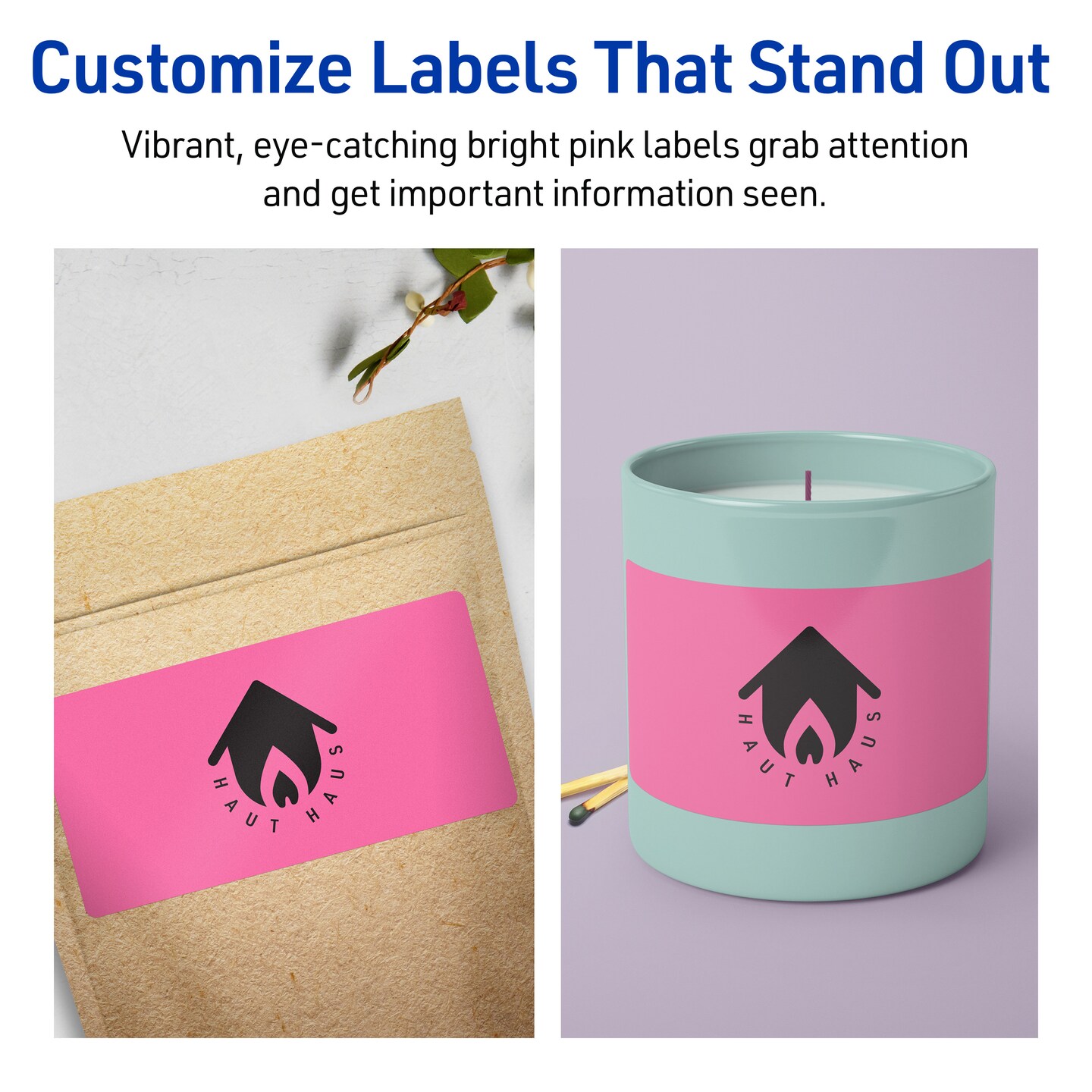 Avery Bright Pink Paper Labels, 3&#x22; x 6&#x22; Rectangle
