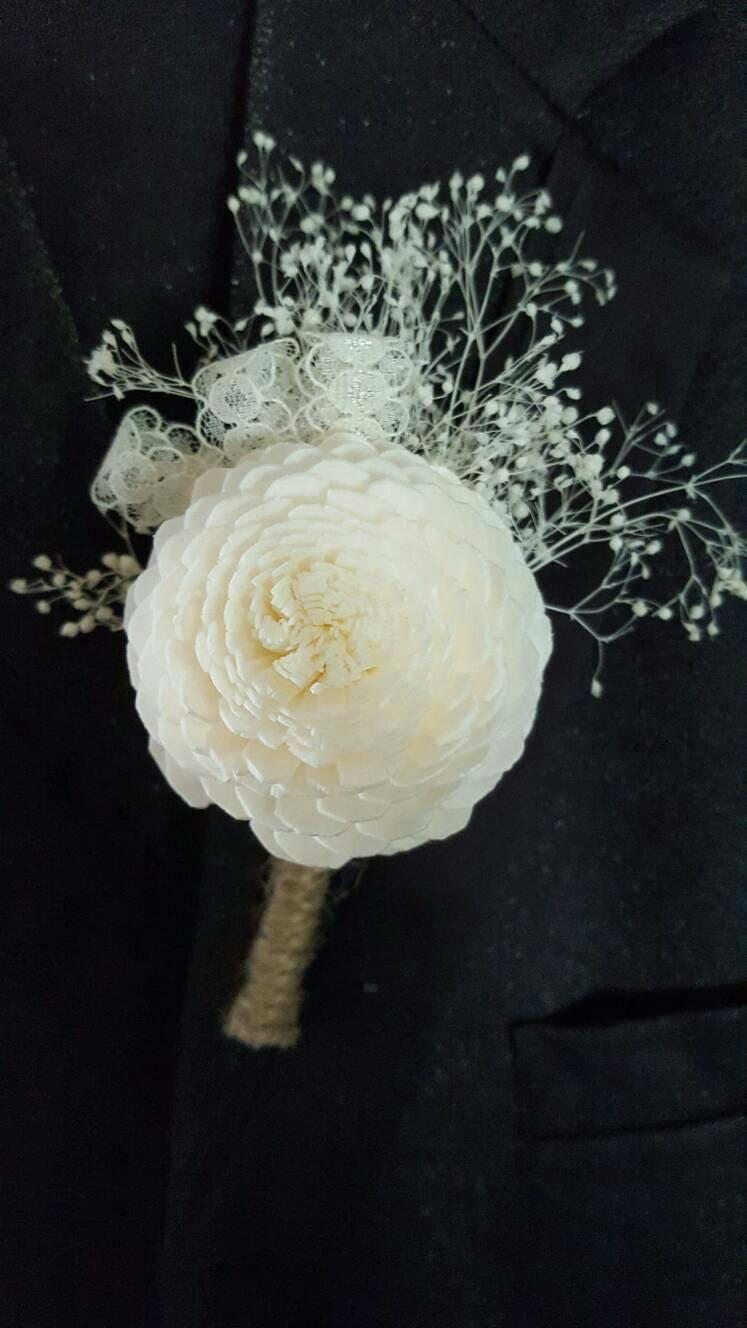 Ivory Sola Wood Rustic Boutonniere