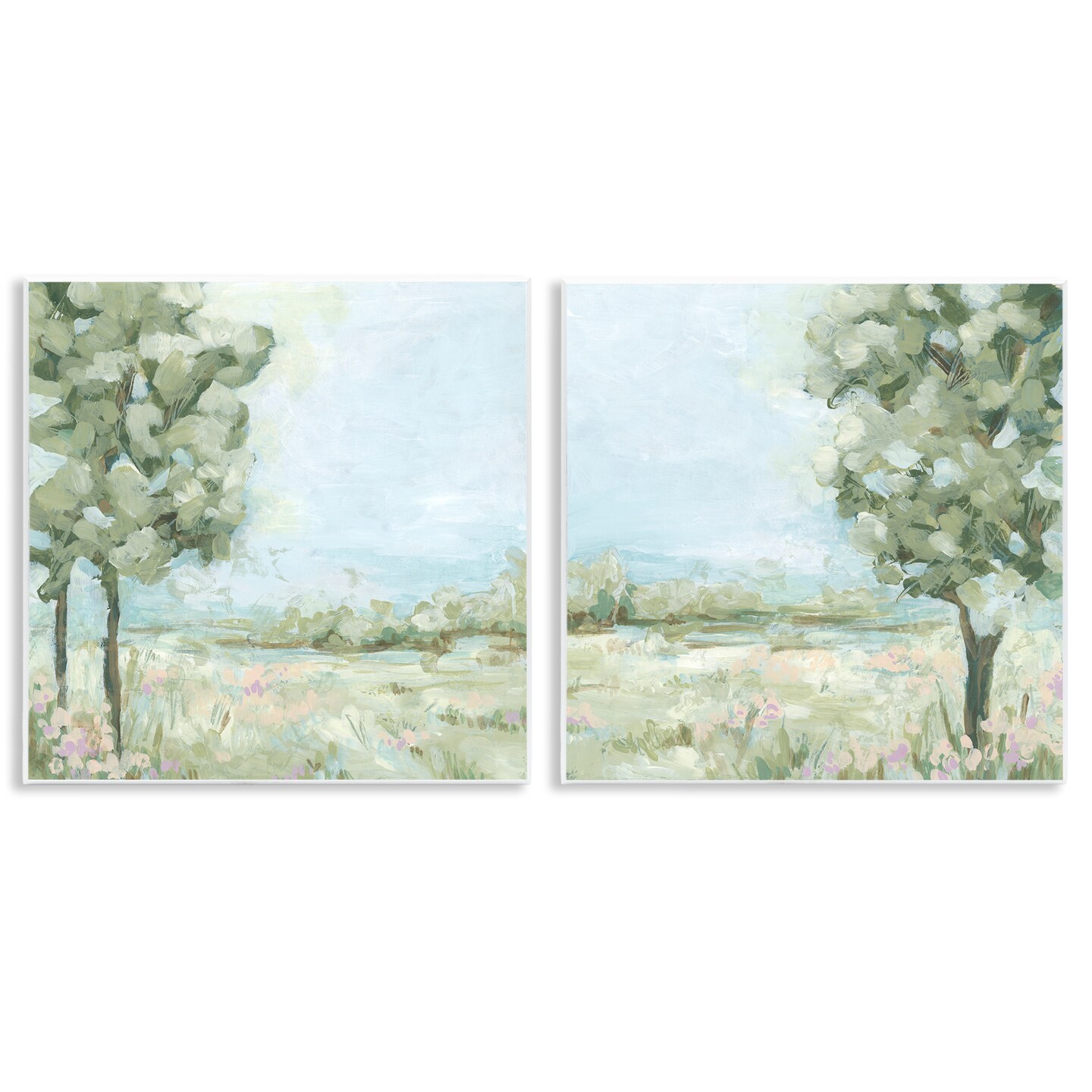Stupell Industries Bright Spring Field Landscape 2 pc Wall Plaque Art Set Design by June Erica Vess