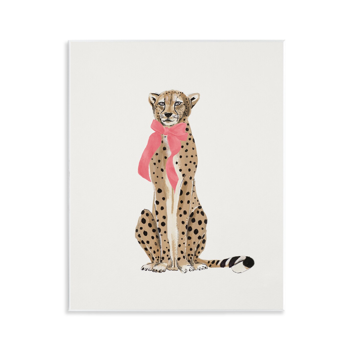 Stupell Industries Trendy Cheetah with Ribbon Wall Plaque Art Design by Patricia Pinto