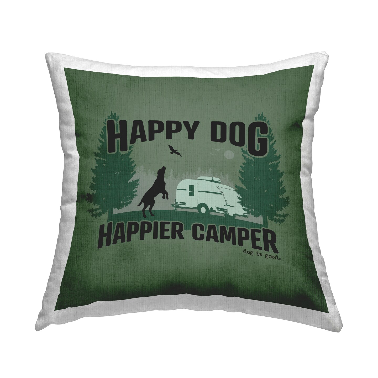 Happier Camper with Dog Decorative Printed Throw Pillow Design by Dog Is Good, 18 x 7 x 18