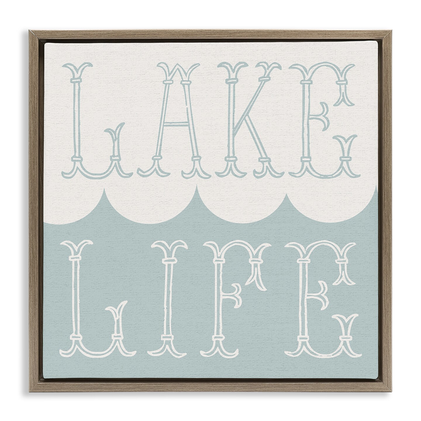 Stupell Industries Lake Life with Wave Framed Floater Canvas Wall Art ...