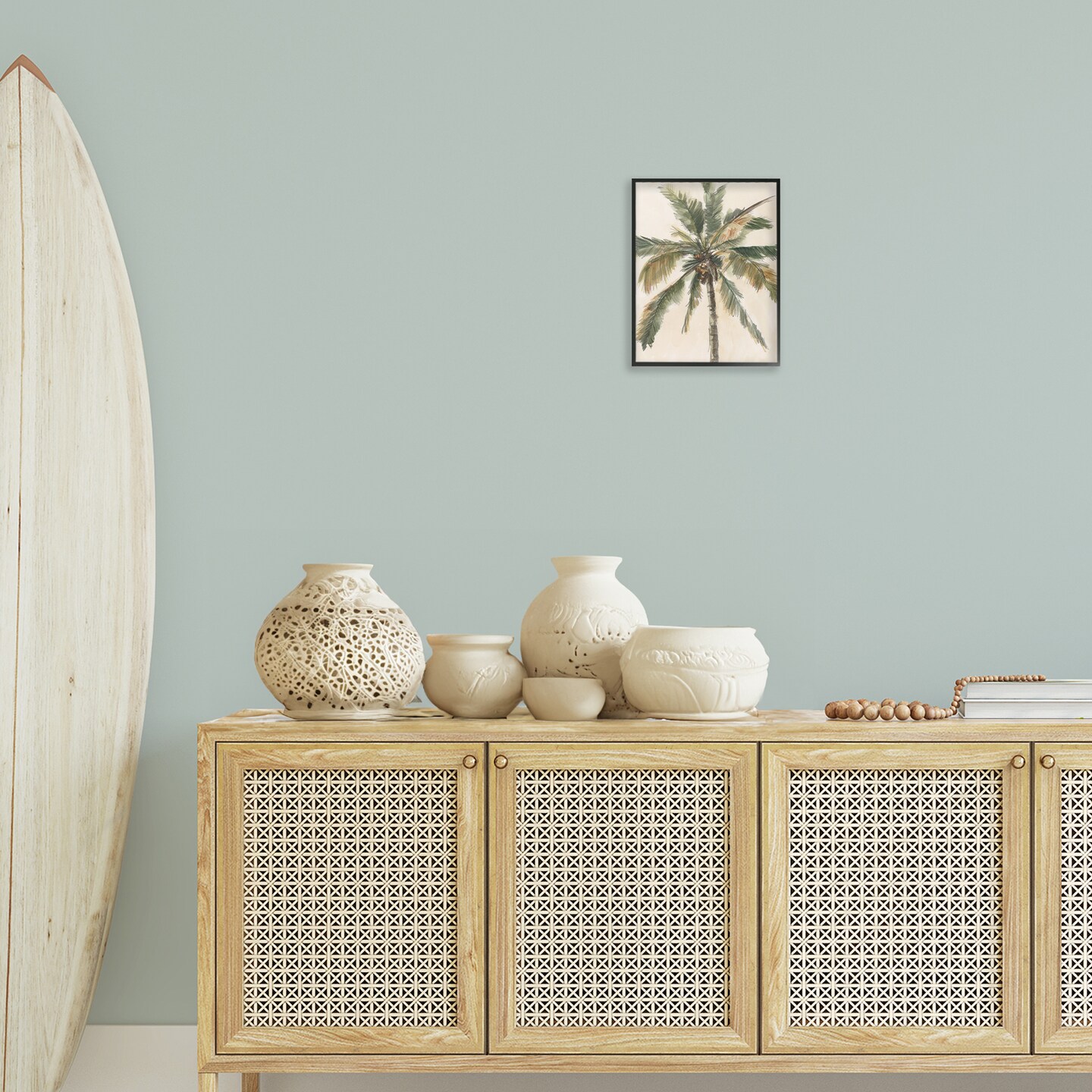 Stupell Industries Palm Tree on Beige Framed Giclee Wall Art Design by Ethan Harper