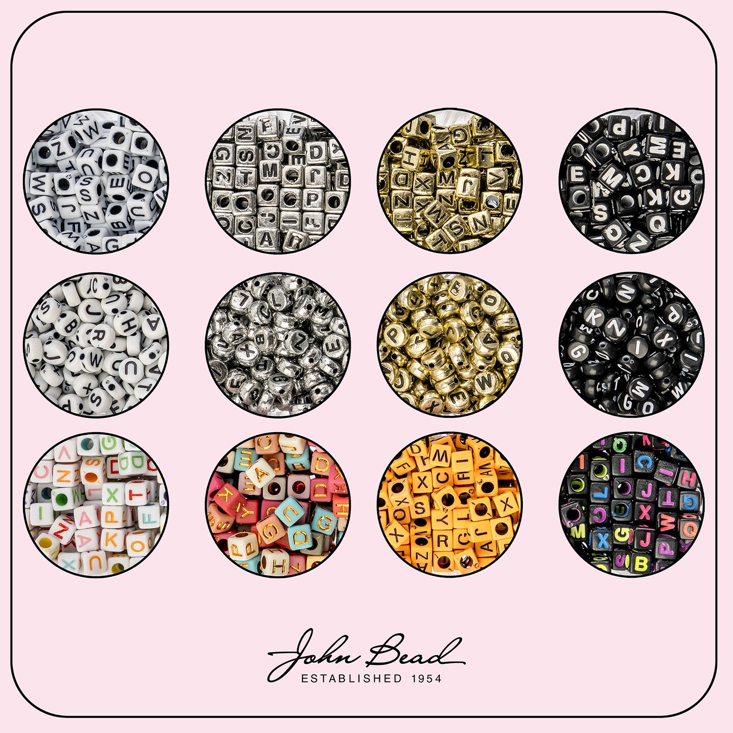 John Bead Assorted Plastic Alphabet Jewelry Making Beads Box