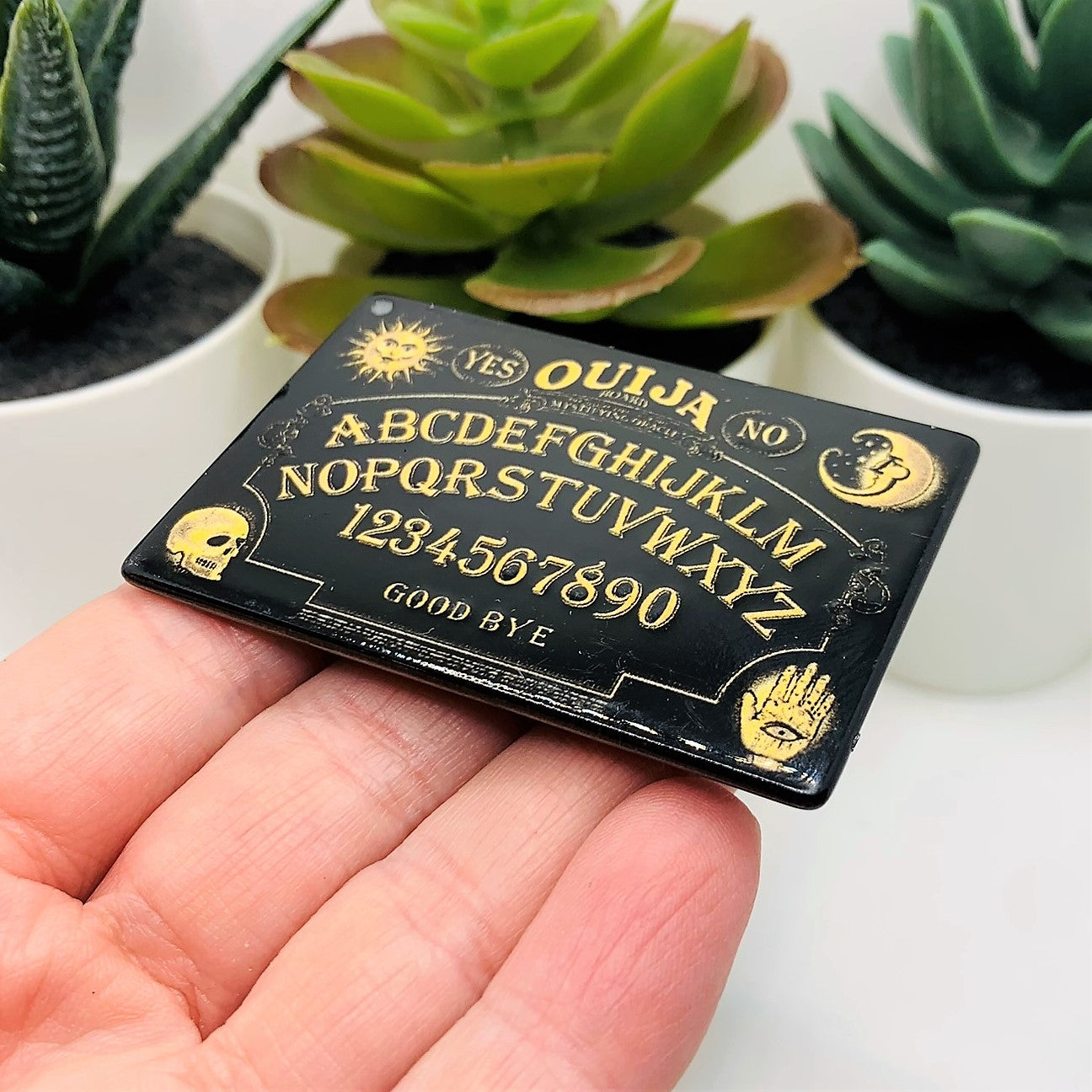 1 or 4 Pieces: Black and Tan Ouija Board Pendant Charms - Double Sided