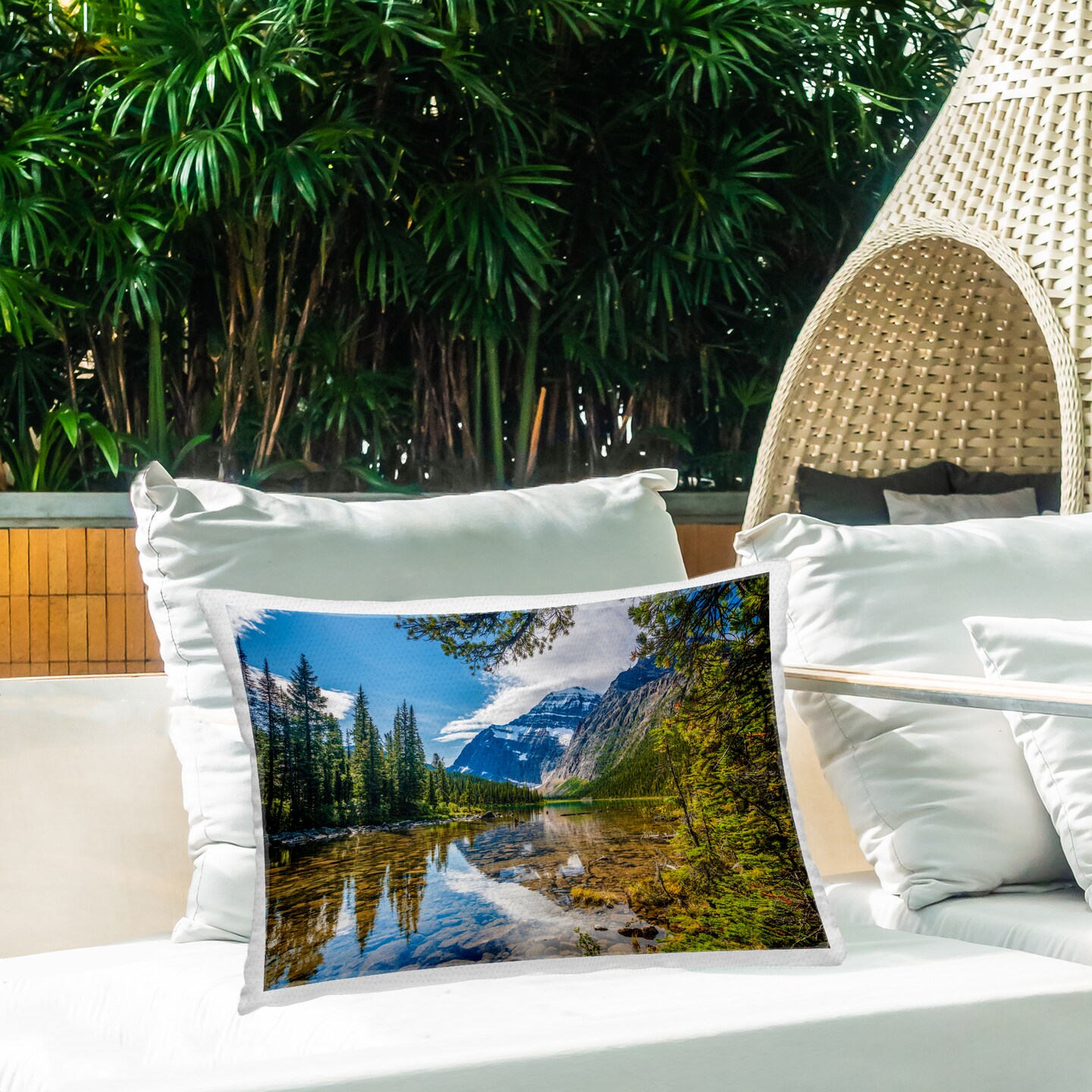 Mountain Valley&#x27;s Stream Outdoor Printed Pillow Design by Marty Hulsebos, 14 x 7 x 20