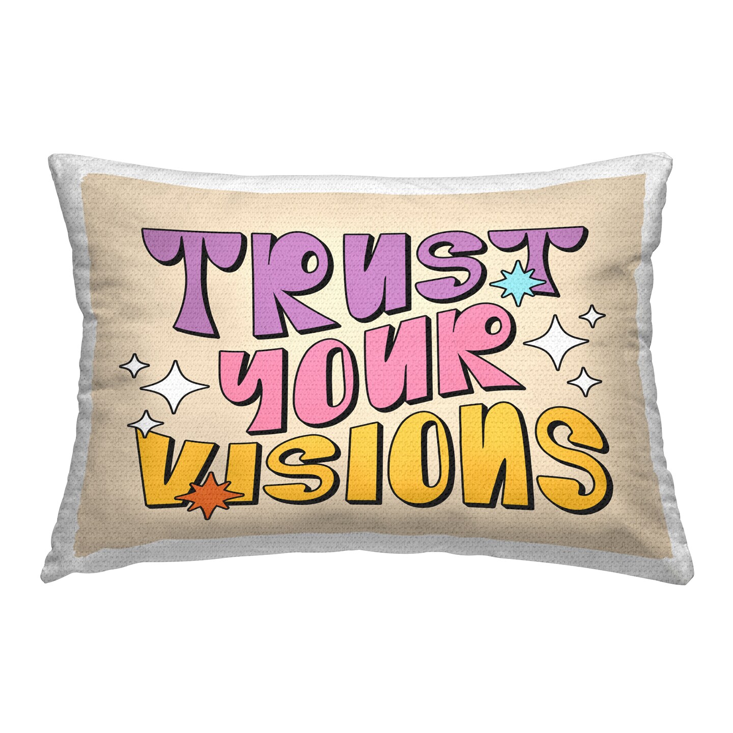 Retro Trust Your Visions Outdoor Printed Pillow Design by Ahmed Sayeh Hussein, 14 x 7 x 20