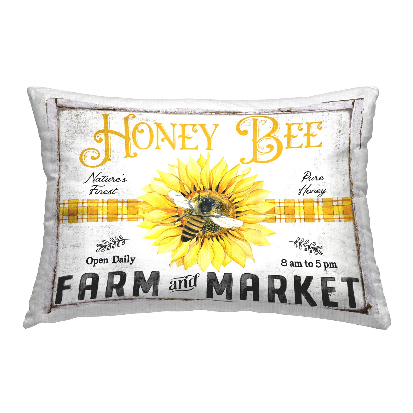 Rustic Honey Bee & Flower Decorative Printed Throw Pillow Design by Creatif Belle, 14 x 7 x 20