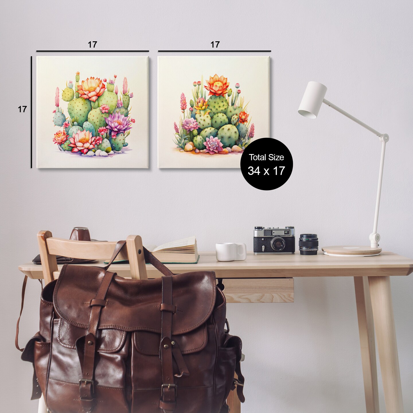 Stupell Industries Desert Spring Cactus Flowers 2 pc Canvas Wall Art Set Design by Andrea Haase