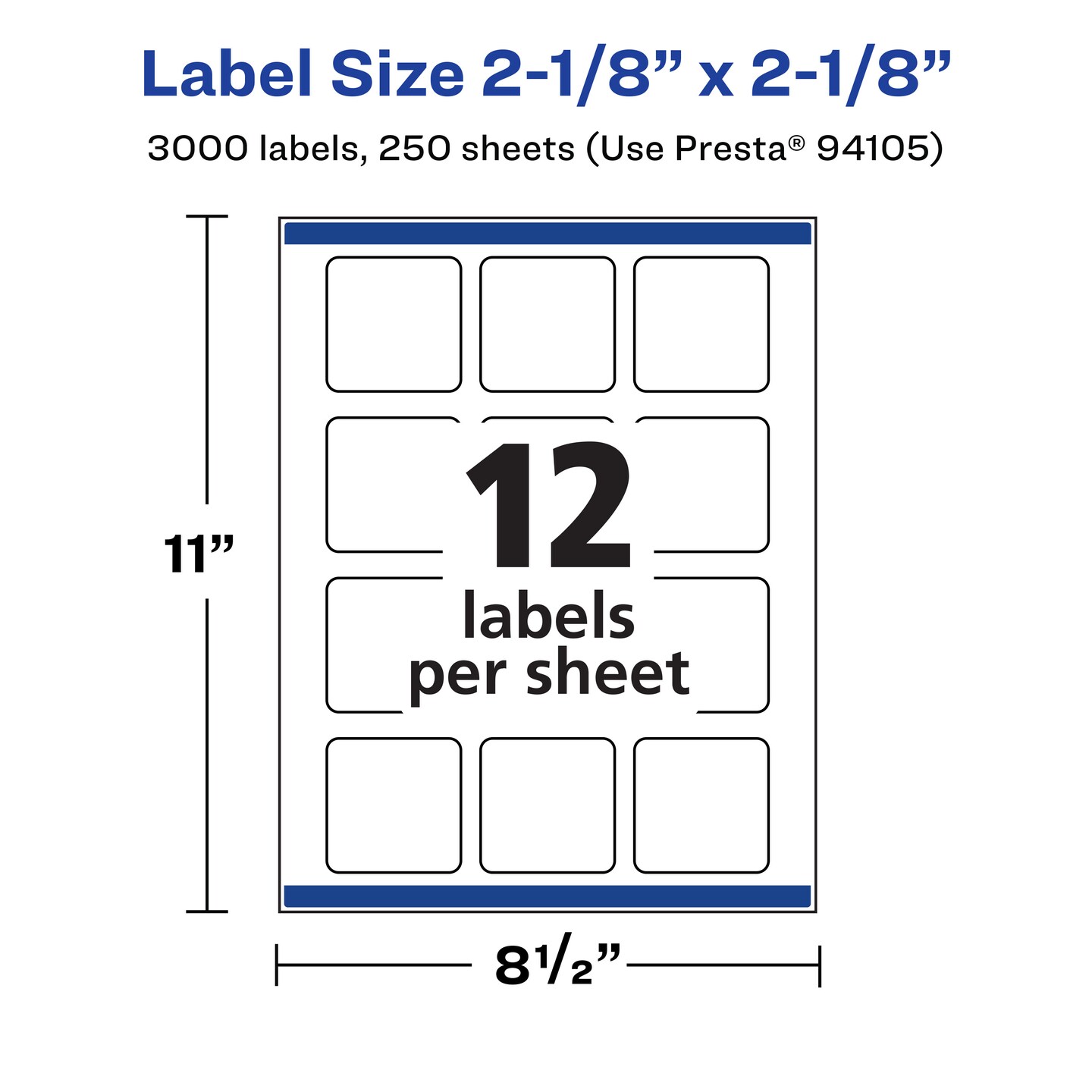 Avery Matte White Square Labels, 2-1/8&#x22; x 2-1/8&#x22;