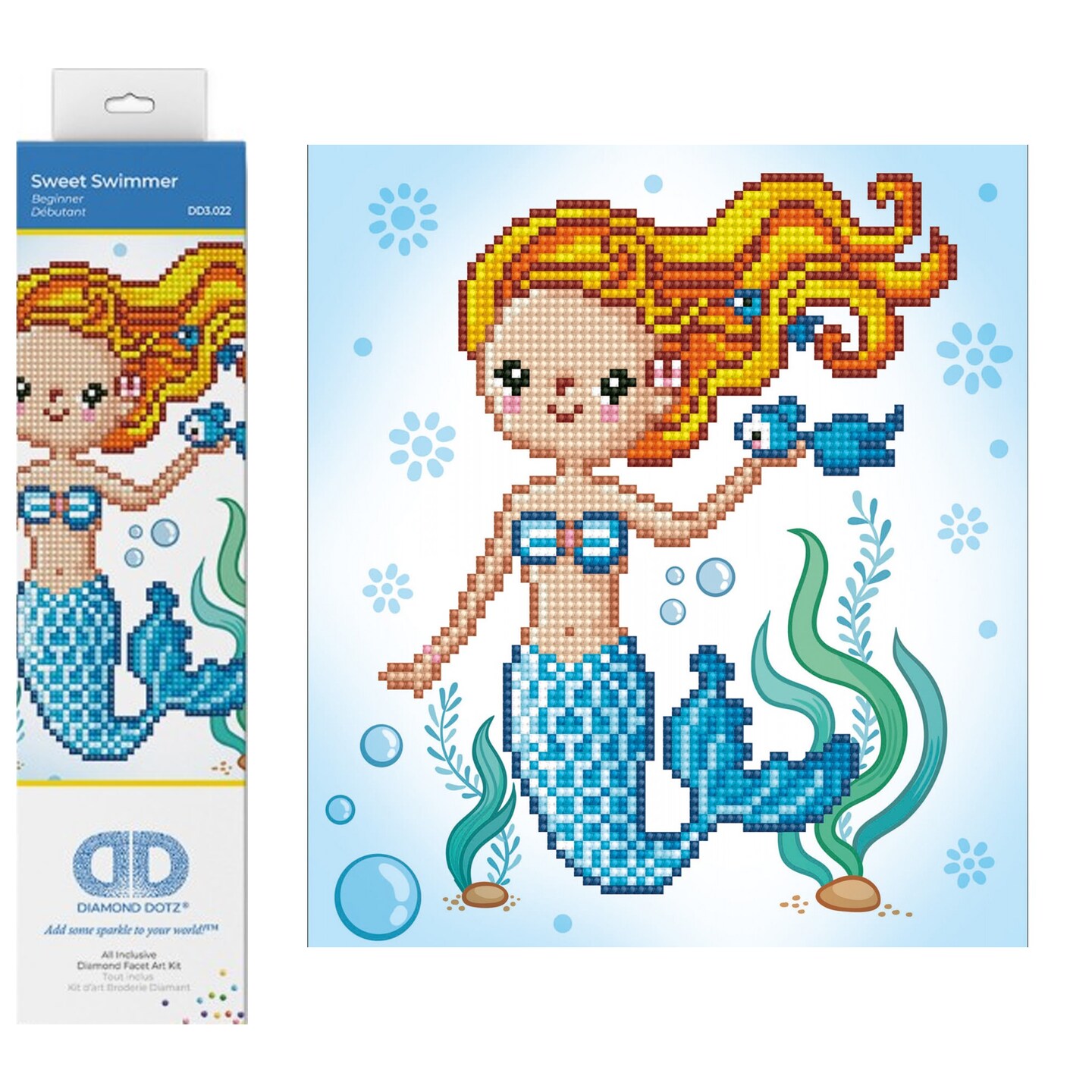 Diamond Dotz Sweet Swimmer Mermaid Diamond Painting Kits for Adults - Diamond Art Kits a Relaxing Creative Craft Kit with Dotz Gems 9.8x9.5