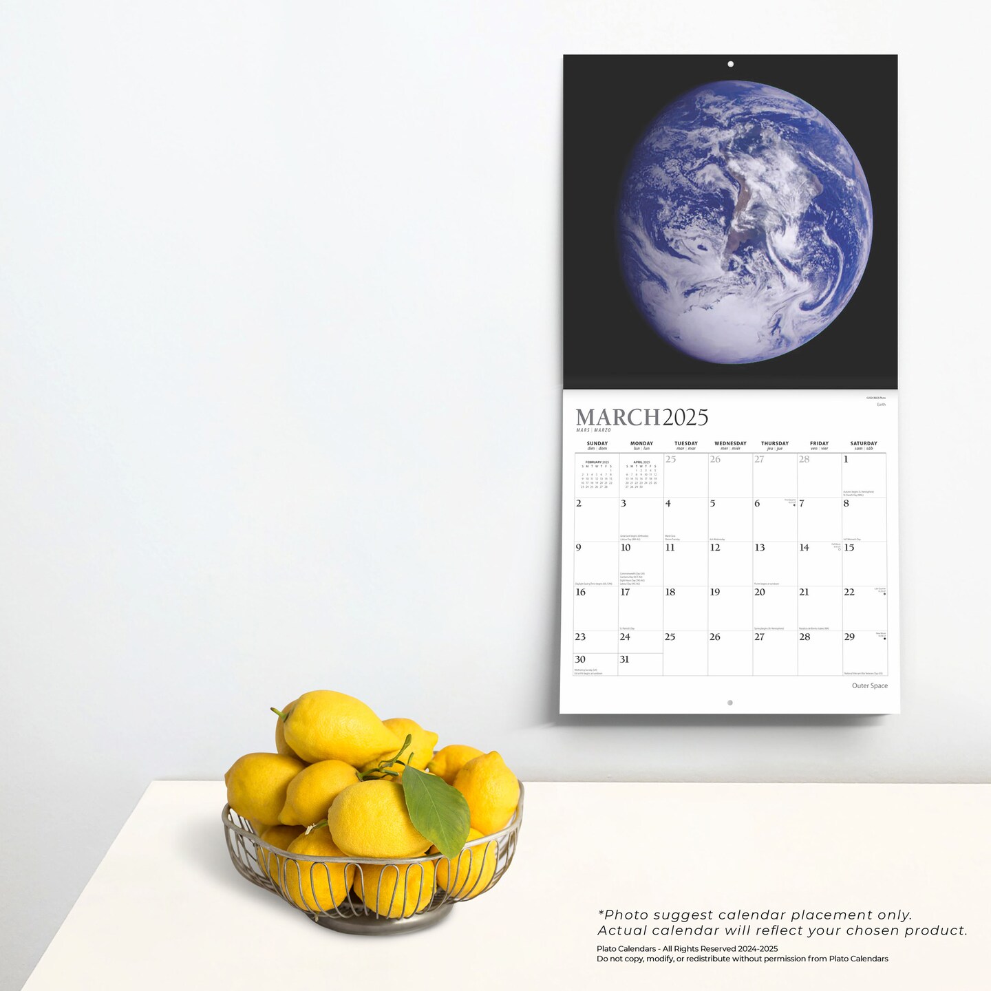 Outer Space | 2025 12 x 24 Inch Monthly Square Wall Calendar | Foil Stamped Cover | Plato | Universe Cosmos Inspiration