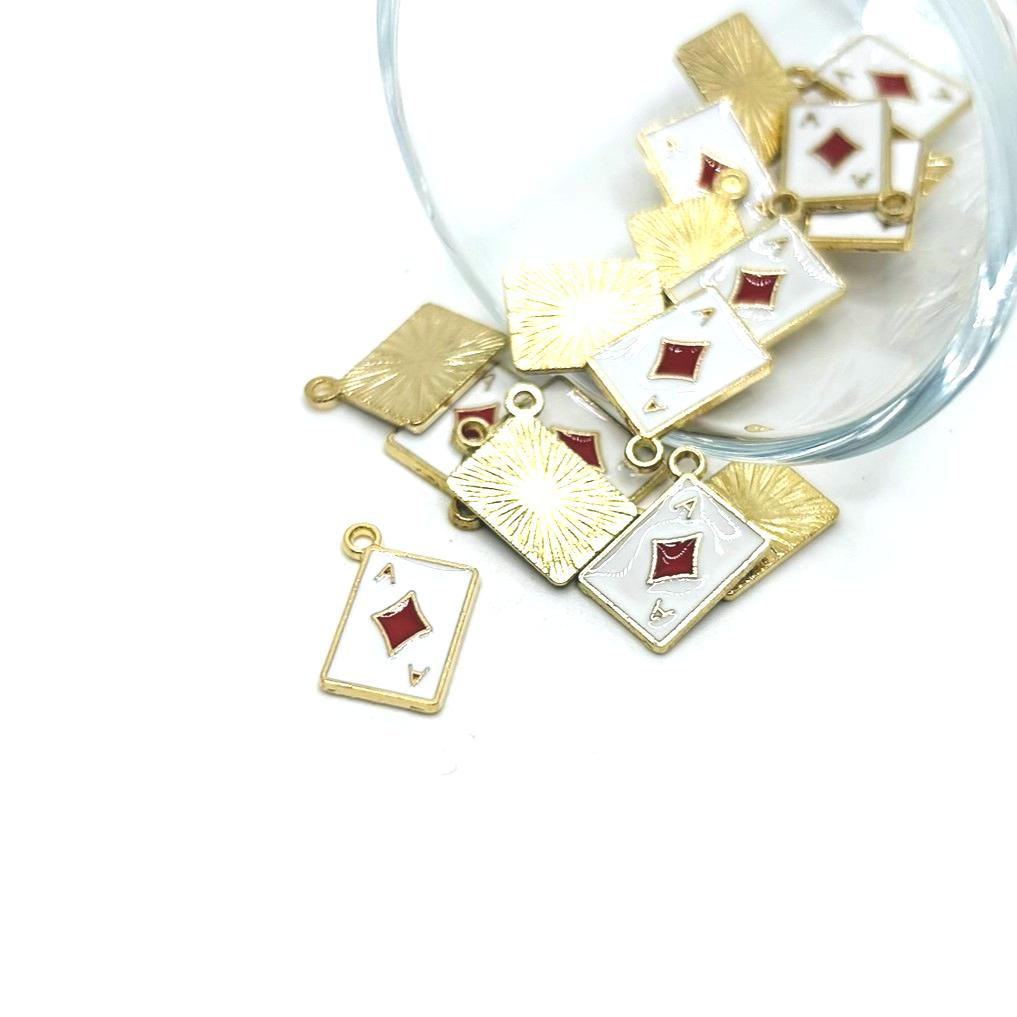 4, 20 or 50 Pieces: Ace of Diamonds Enamel Playing Card Charms
