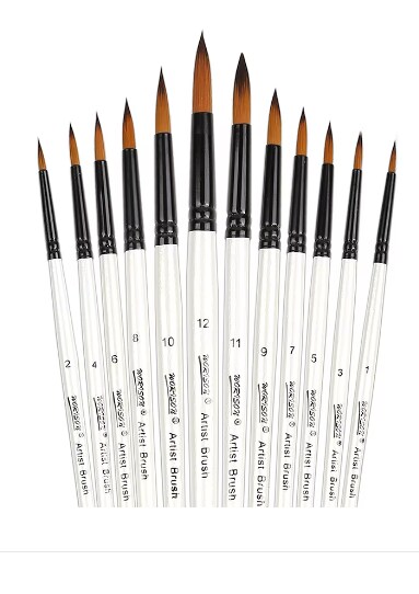 12 pcs Paint Nylon Brush Round