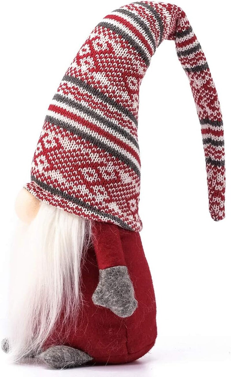 Holiday Gnome Handmade Swedish Tomte, Christmas Elf Decoration Ornaments Thanks Giving Day Gifts Swedish Gnomes Tomte (Red Stripe - 19 Inches)