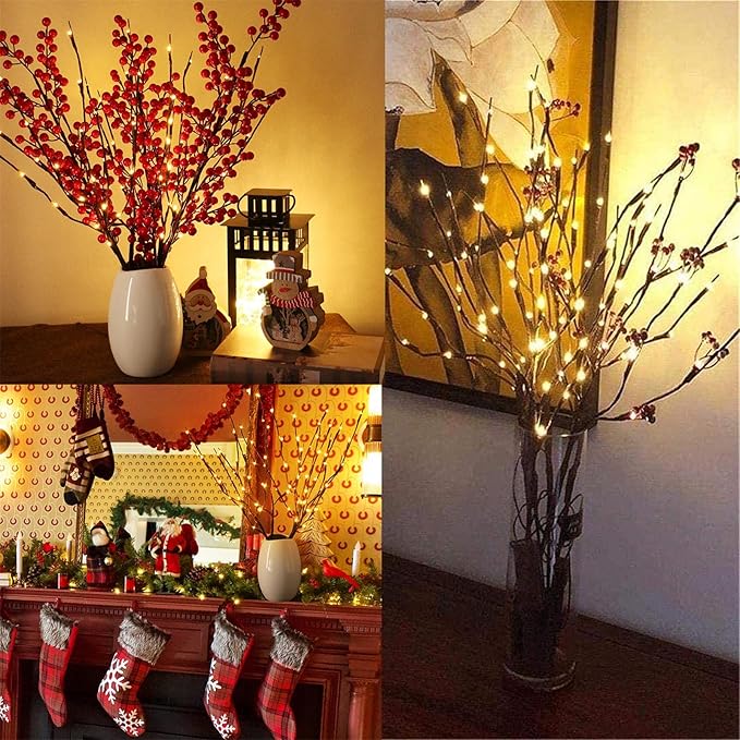 Lights with Timer Battery Operated Fairy Spirit Decorative Twig Tree Decorations for Home Living Room Vase Christmas (29inch, Auto 6H ON/18H Off, Warm White)