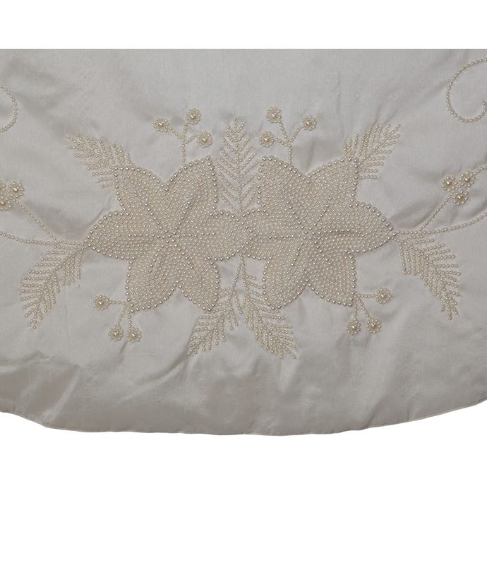 54&#x22; Ivory With Pearl Beads Tree Skirt