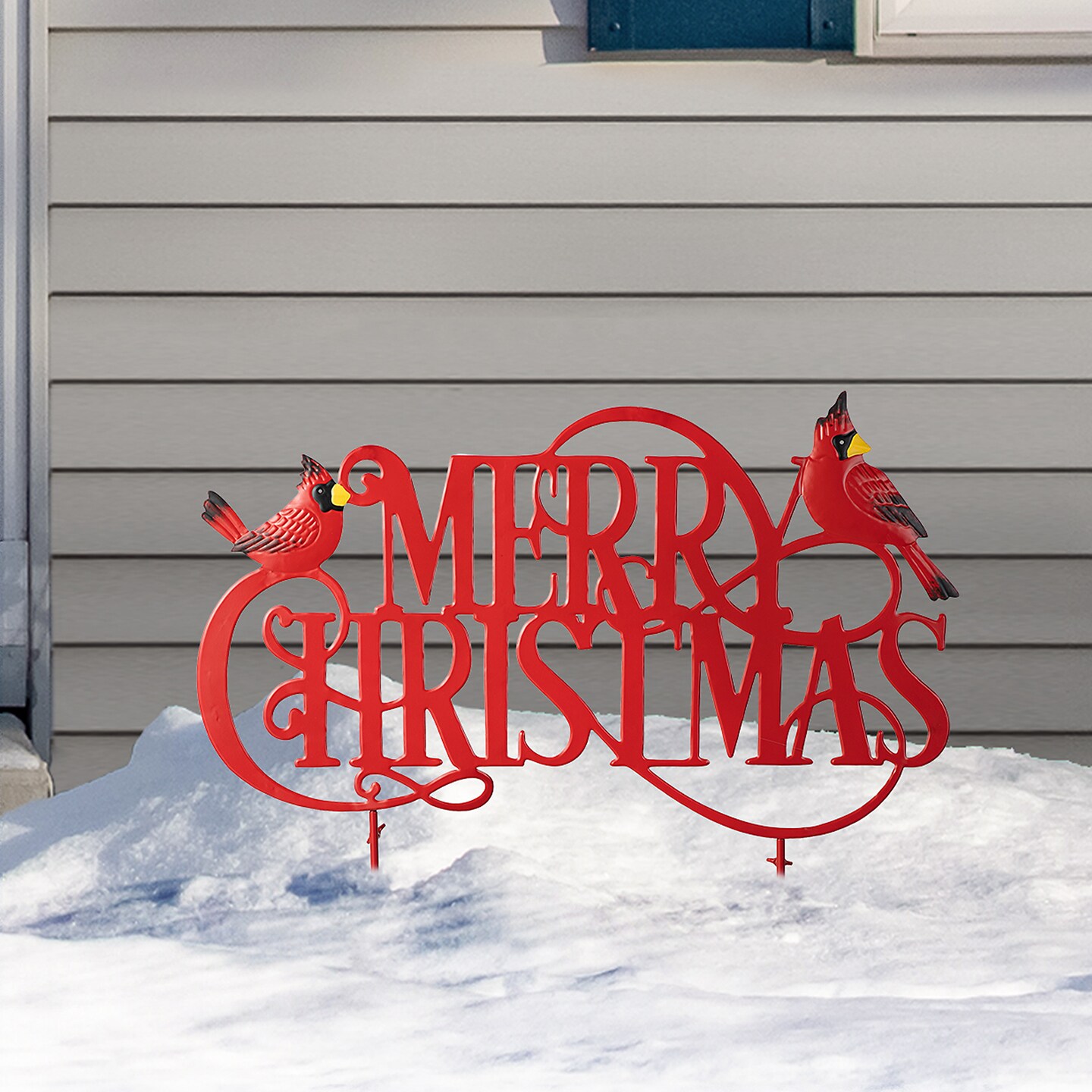 Metal Merry Christmas JOY and NOEL with Bell Yard Stakes