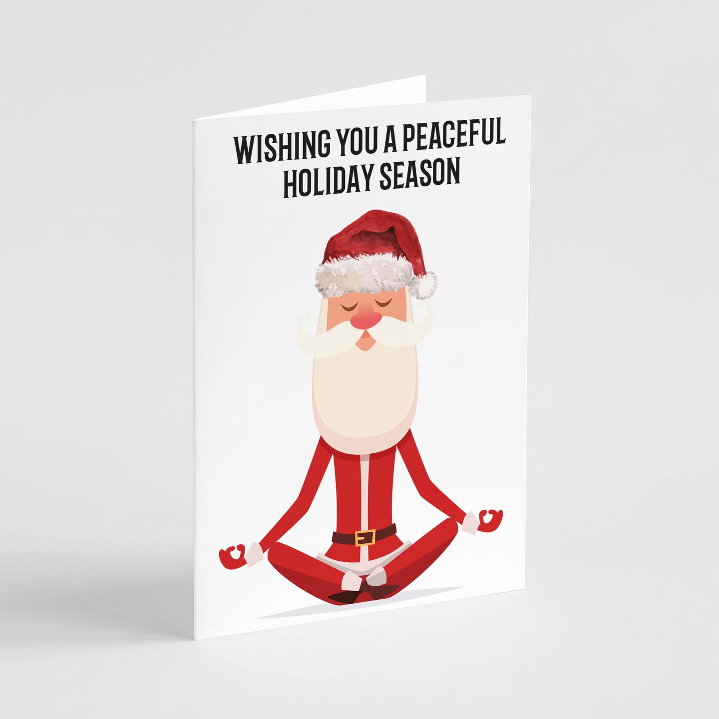 Yoga Santa Christmas Card - 24-Pack Holiday Greeting Cards with Peaceful Santa Meditation Design, Perfect for Sharing Calm Merry Christmas &#x26; Holiday Wishes, Blank Inside for Personalized Messages - Relaxing and Unique Stationery Set