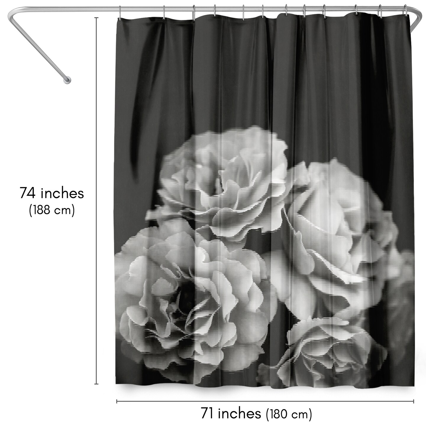 Americanflat 71&#x22; x 74&#x22; Shower Curtain, Moody Roses by Chaos &#x26; Wonder Design
