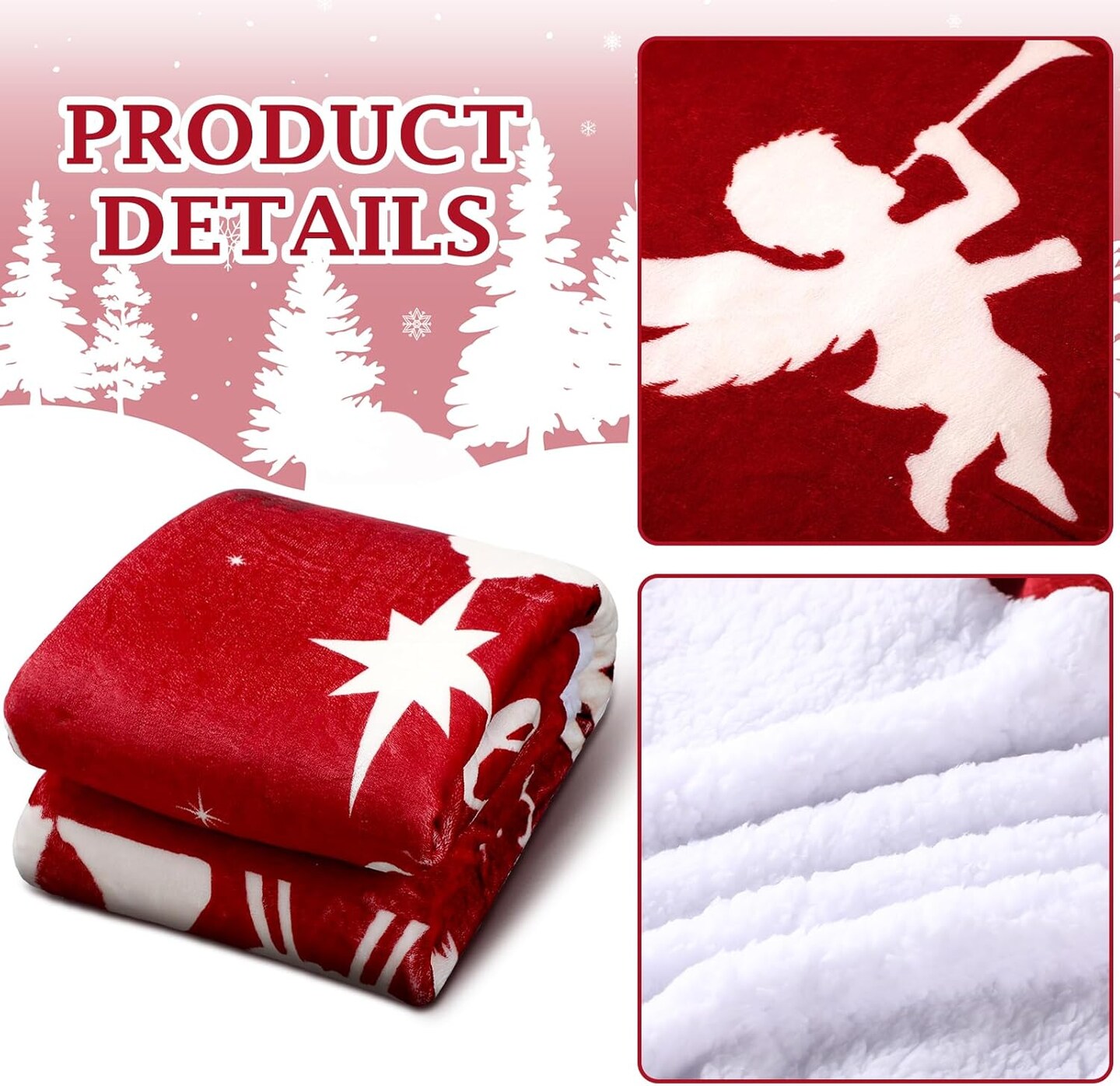 Christmas Jesus Throw Blanket Christian Gifts for Women 50 x 60 Christmas Flannel Blanket Religious Warm Throw Blanket Printed Cozy Throws for Winter Bedding Couch Gifts for Women(Oh Holy Night)