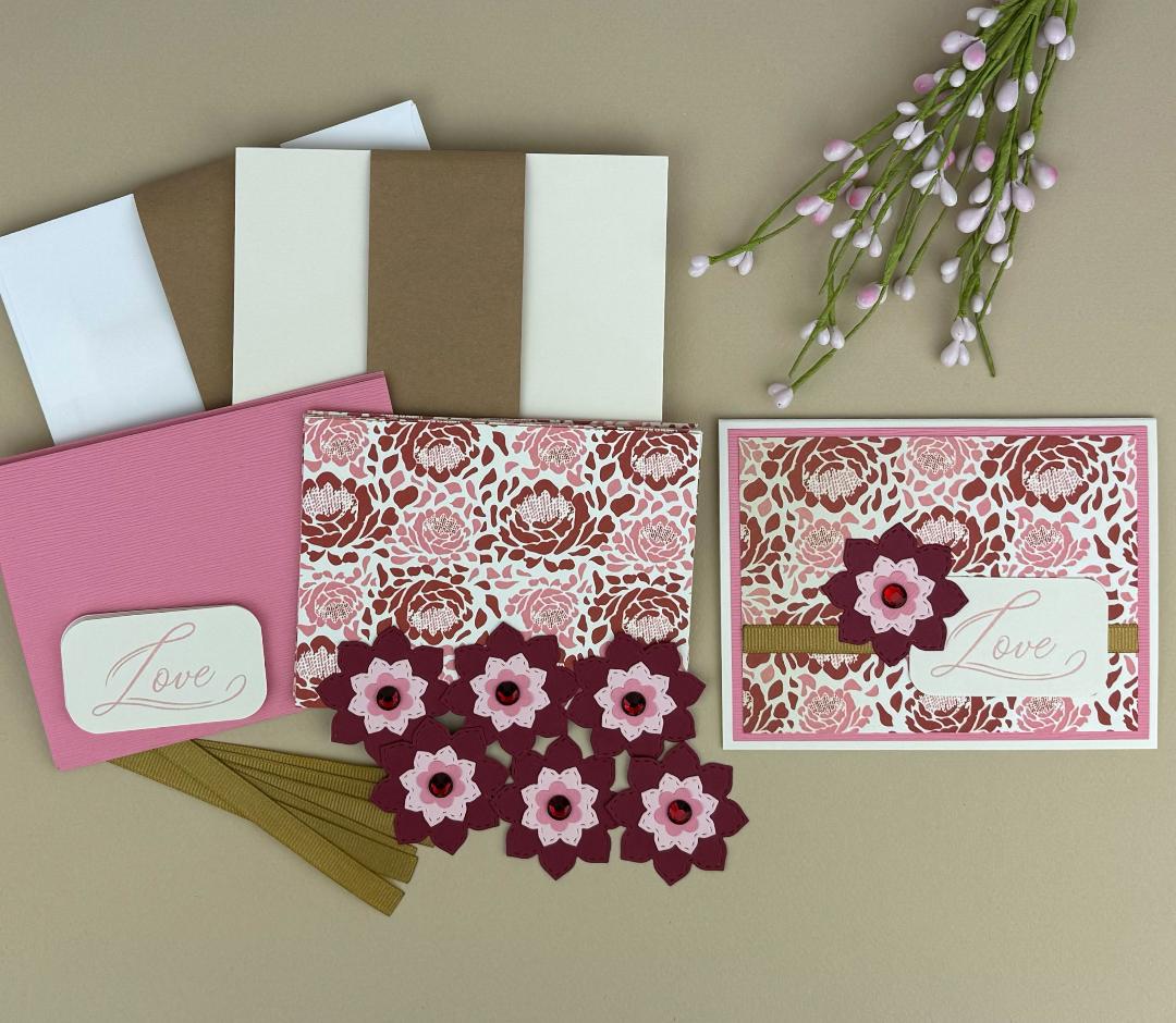 Valentine Card Making Kit for Adults, DIY Valentine Cards Set of 6, Love Valentine with Flower, Valentine Crafts for Her, Paper Art Craft Ki