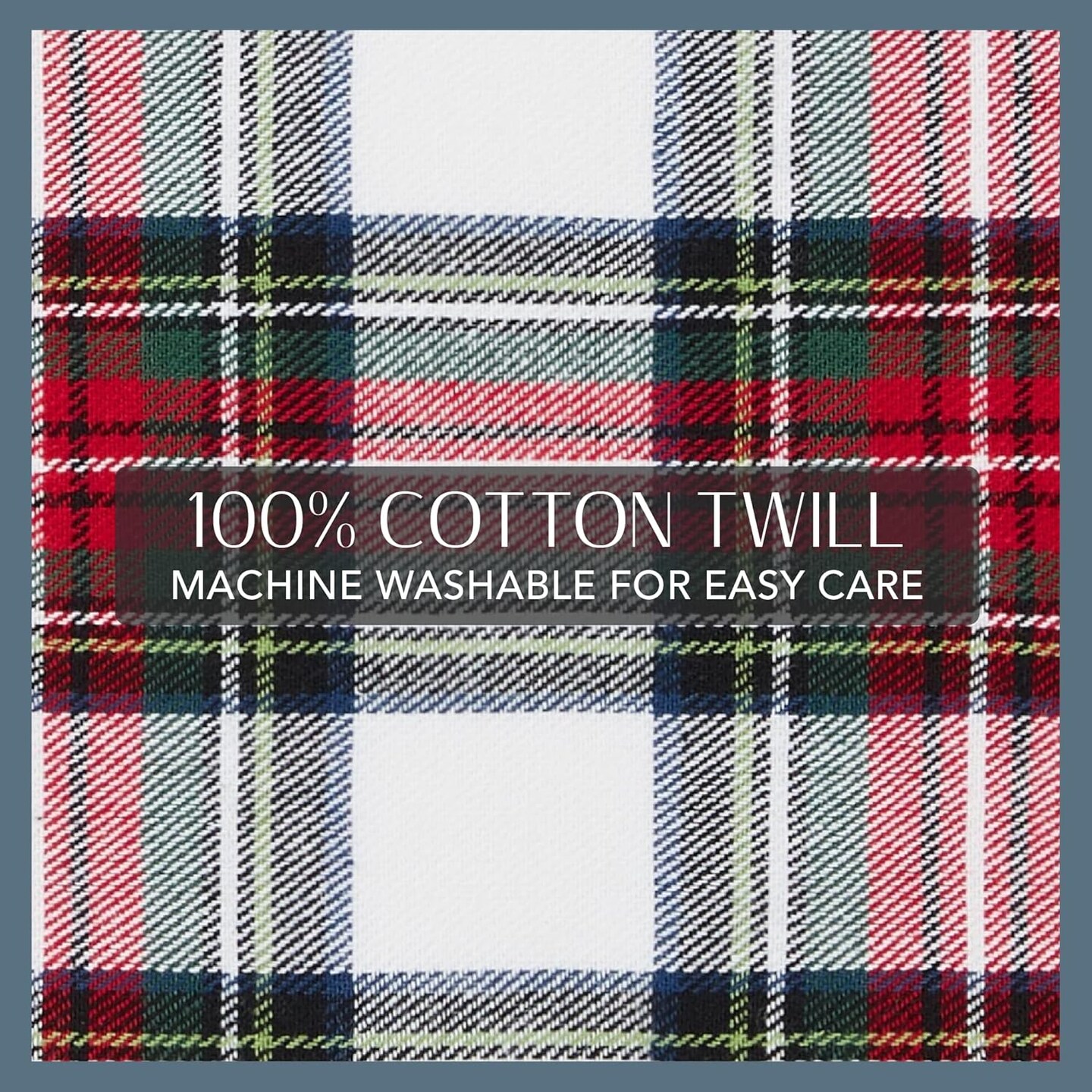 Home Fashions Christmas Classic Holiday Plaid Cotton Napkins, Holiday Table Decor, 17" x 17", Set of 8