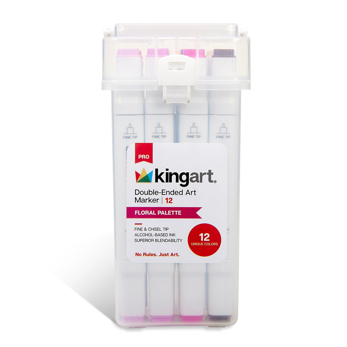 KINGART&#xAE; PRO Double-Ended Alcohol Markers, 12 Floral Colors, Fine &#x26; Chisel Tip