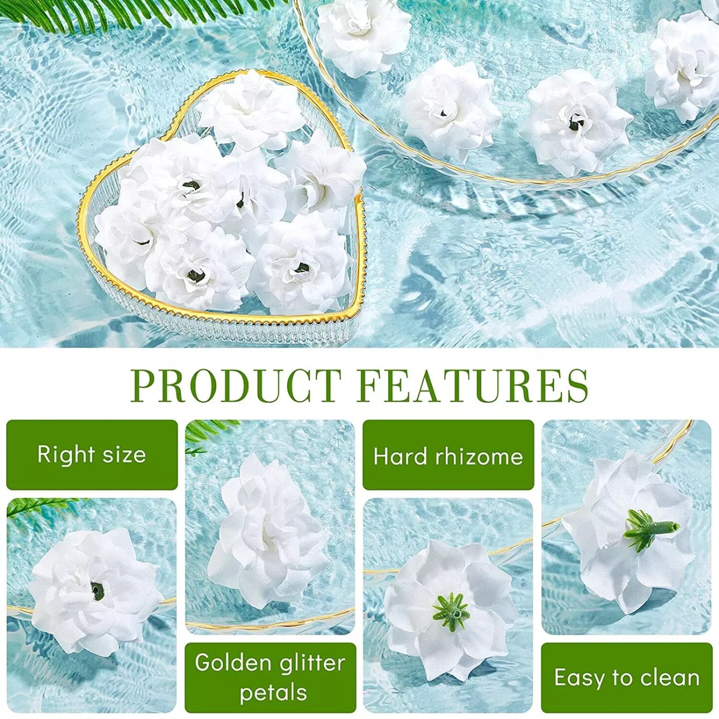 Kitcheniva 50 Pcs Artificial White Rose Silk Fake Flower Party Christmas DIY Decor