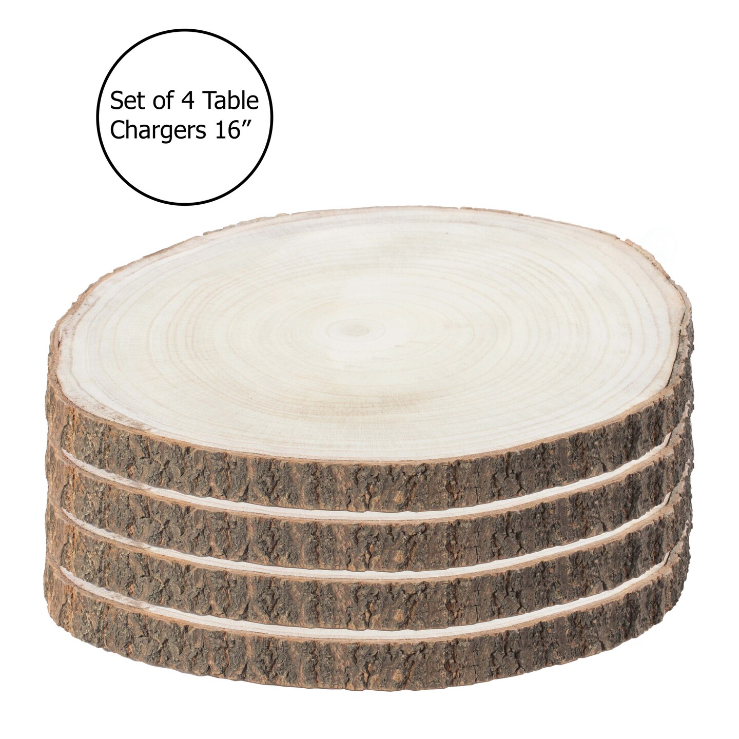 Barky Natural Wood Slabs Rustic Ornament Slice Tray Table Charger set of 4
