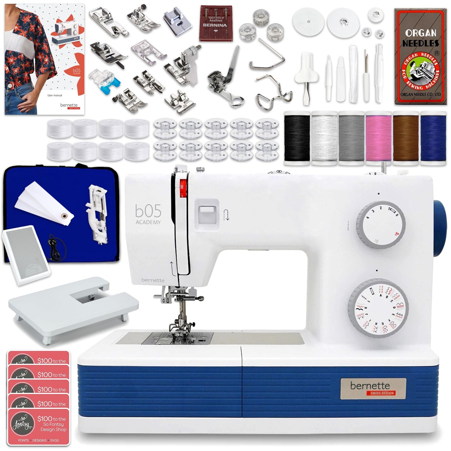 Bernette B05 Academy Sewing Machine Deluxe Bundle by The Fashion Class