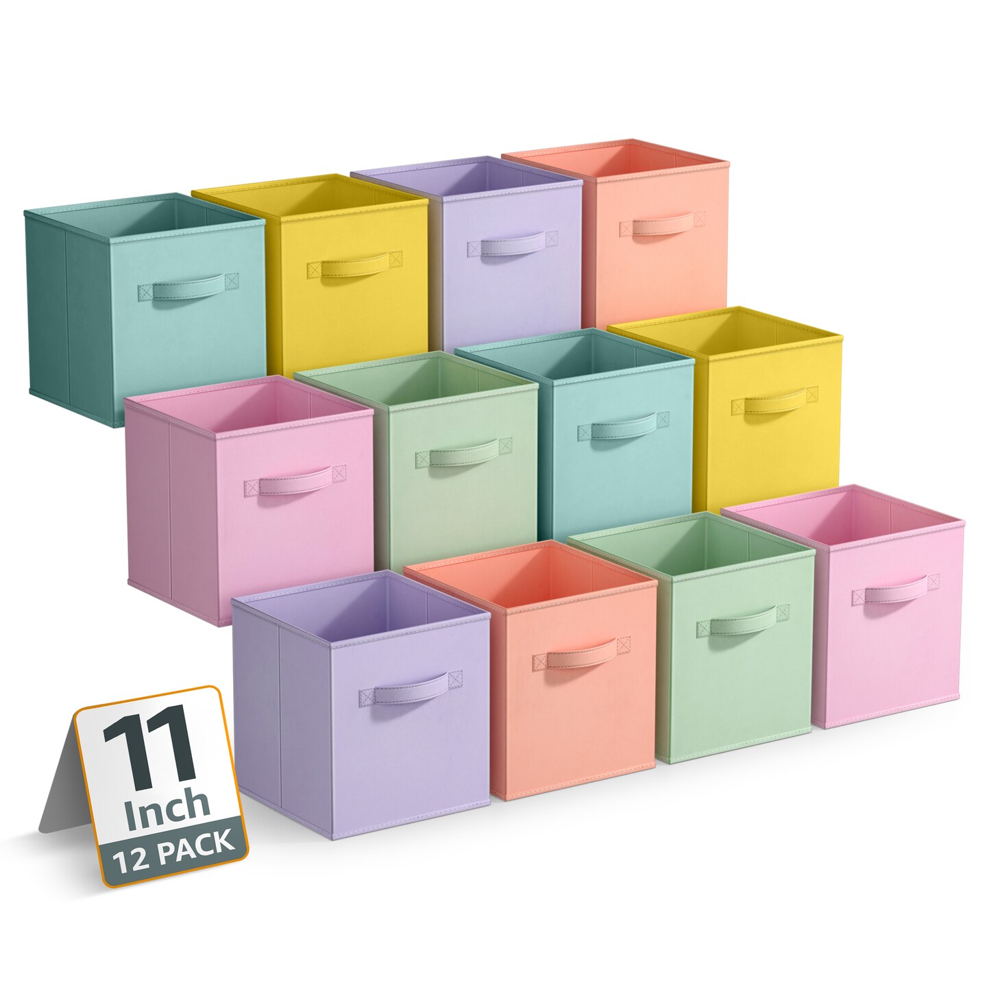 Sorbus 12 Pack Storage Bins - 11" Sturdy Collapsible Fabric Storage Cubes with Handle