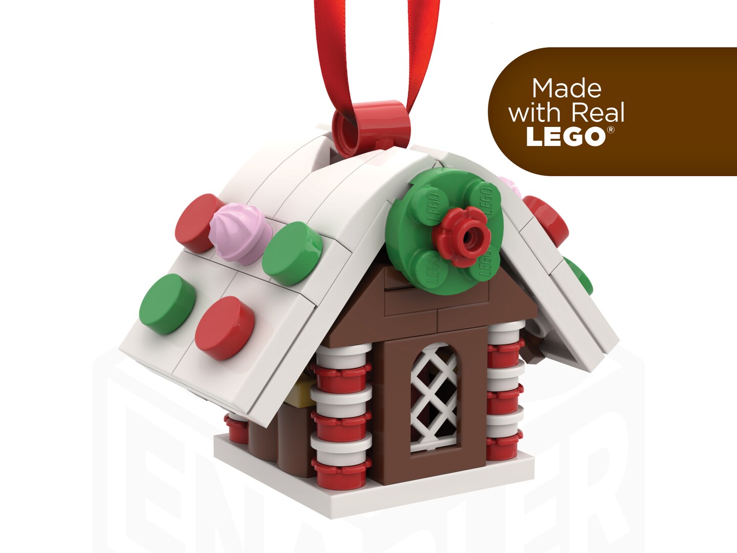 Gingerbread House Christmas Tree Ornament Holiday Stocking Stuffer Made with Genuine New LEGO MakerPlace by Michaels