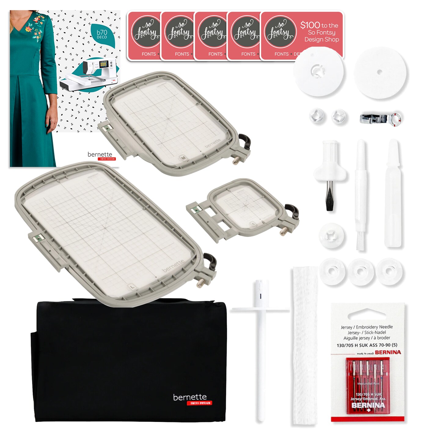Bernette B70 10" x 6" Embroidery Machine Deluxe Bundle by The Fashion Class