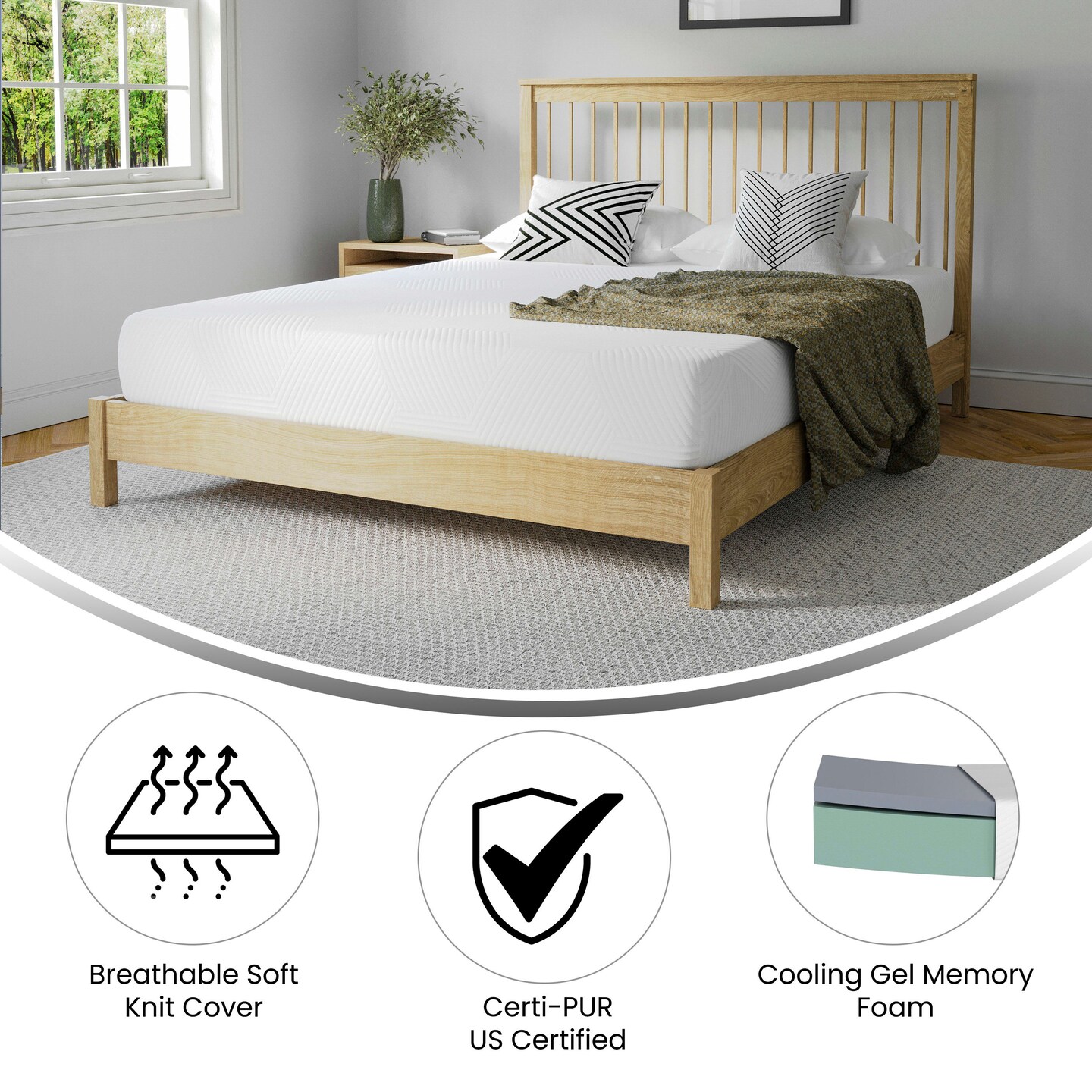 Merrick Lane Iris CertiPUR-US Certified Memory Foam Mattress Infused with Charcoal &#x26; Green Tea Cooling Gel