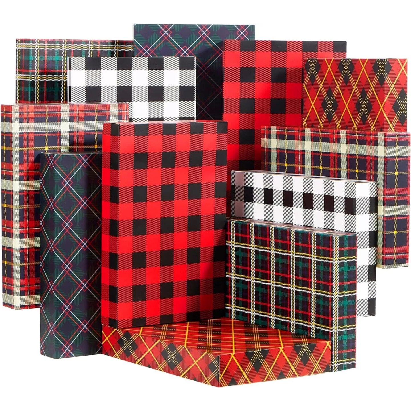 Kitcheniva 12 Pcs Christmas Red Black Plaid Shirt Gift Wrap Boxes