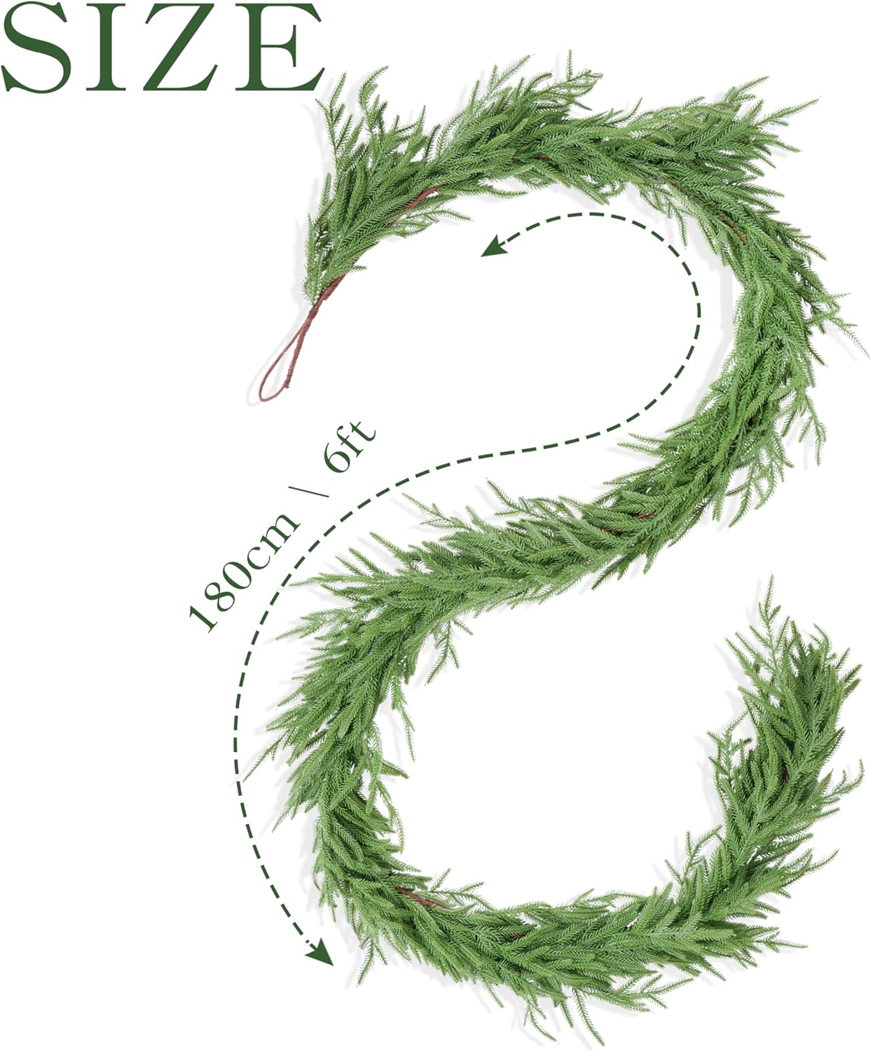 Norfolk Pine Christmas Garland Decorations-6FT Real Touch Christmas Garland- Realistic Artificial Christmas Garland Decorations for Mantle Windows Indoor Outdoor