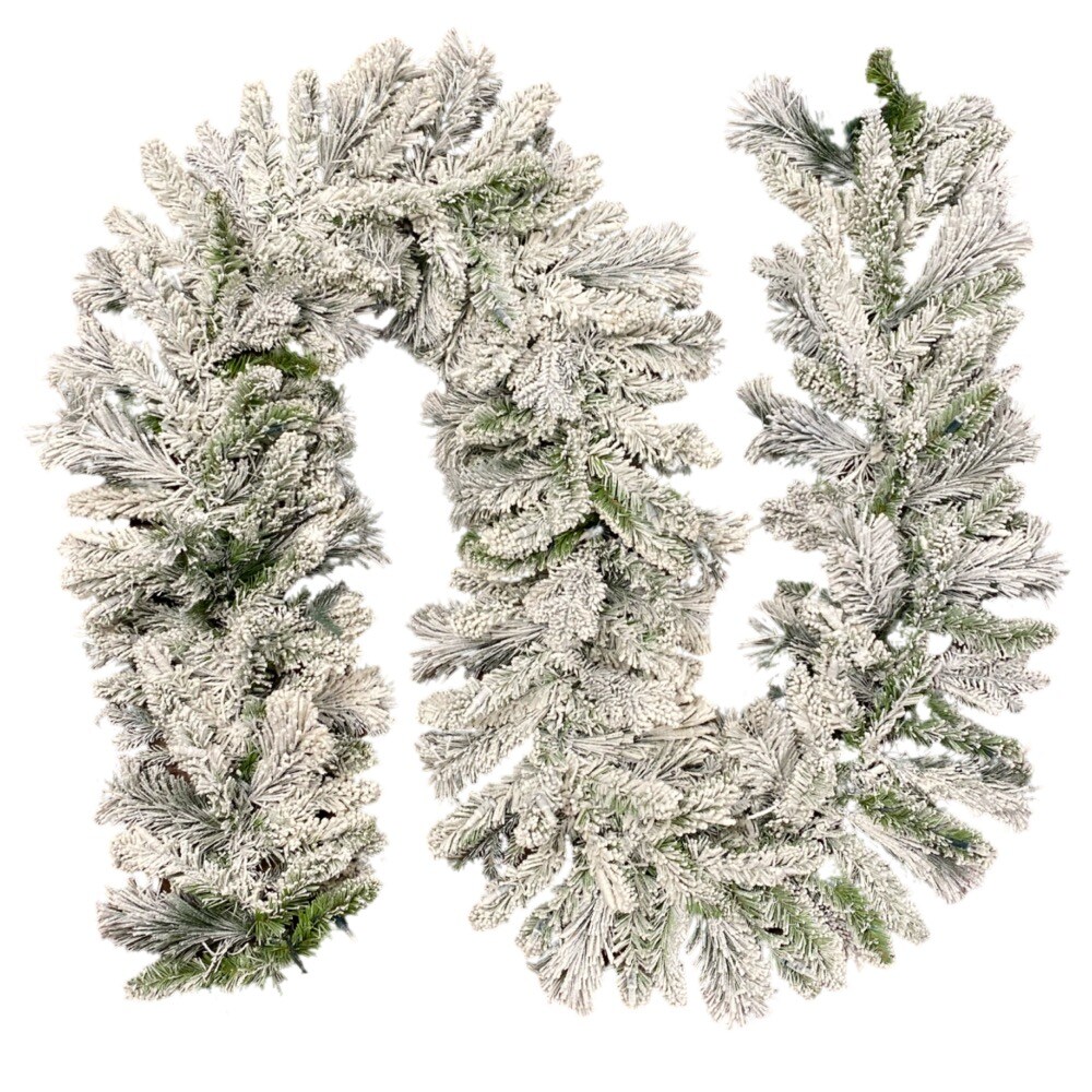Christmas Flocked Fraser Garland (9&#x27; x 12&#x22;) Unlit