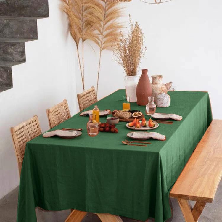 Linen Tablecloth 100% Pure Linen Table Cloth 60x120 Inches Rectangle Tablecloths Washable Cloths for Kitchen, Dining, Buffet Parties, Holidays, Picnic,Weddings and Restaurants-Christmas Green