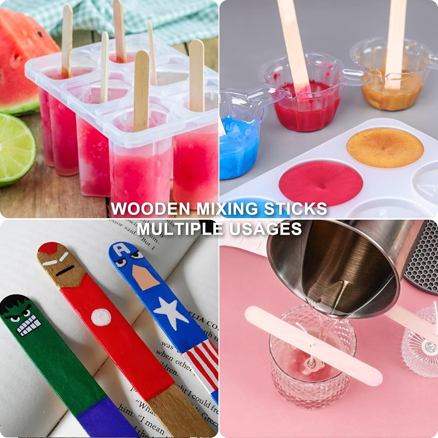 LET&#x27;S RESIN Epoxy Mixing Cups Kit,200Pcs, Plastic, 30ml Disposable Measuring Cups,50 Wooden Stirring Sticks, Dropper for Paint Mixing, Jewelry Making