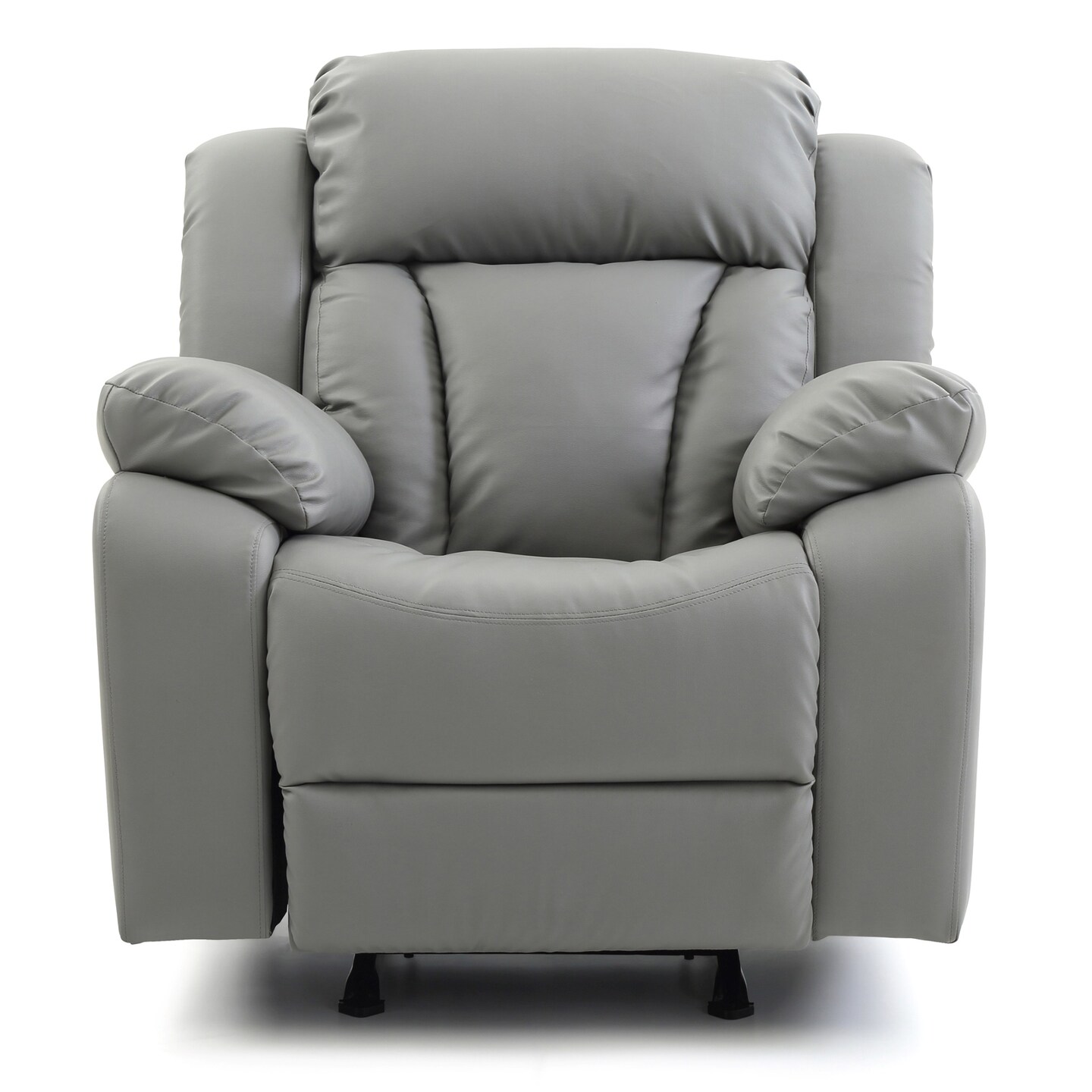 Contemporary Home Living Faux Leather Upholstered Reclining Chair with Padded Arms - 41&#x22; - Gray