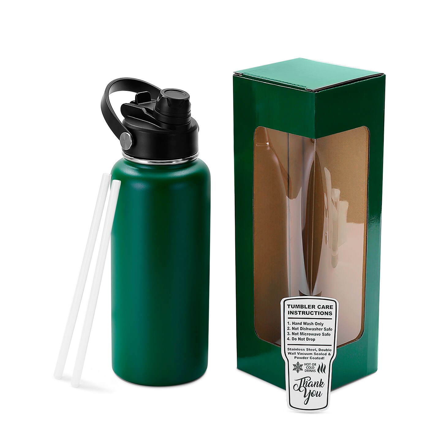 Makerflo 32 oz Hydro Powder Coated Water Bottle with 2-in-1 Lid | Craft-Ready for DIY Gifts & Personalization (Laser Engravable, UV DTF, Epoxy, Vinyl) - Not for sublimation and DTF