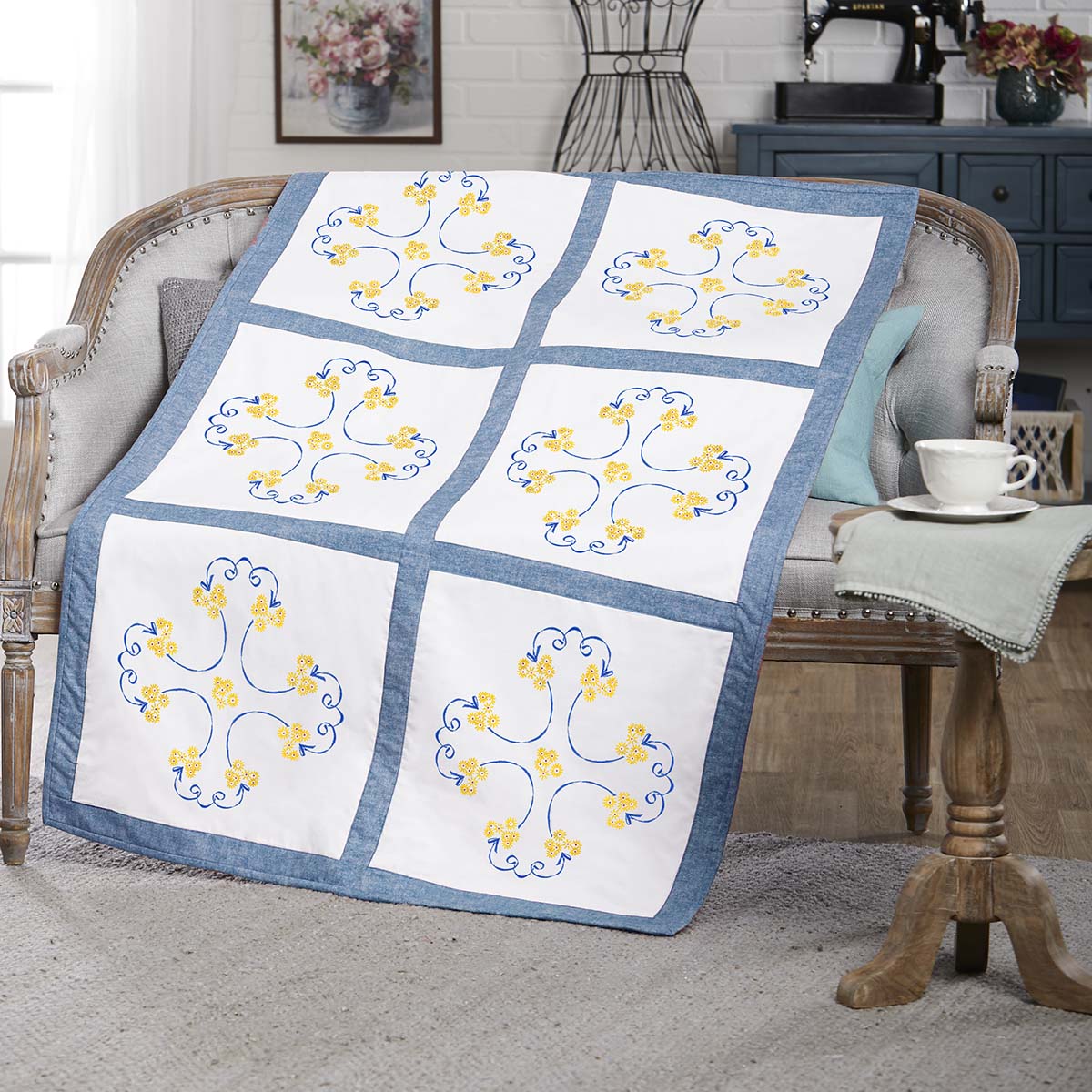 Herrschners  Augusta Quilt Block Stamped Embroidery