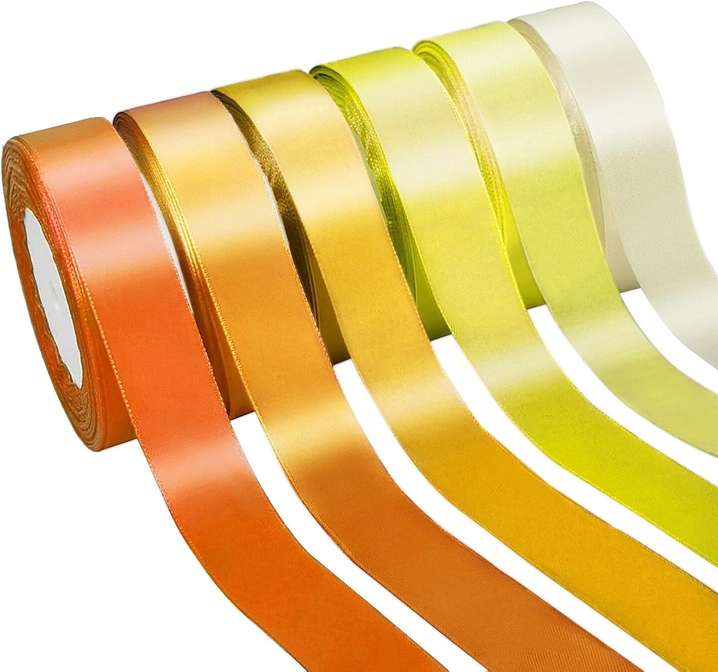 150 Yards Orange Satin Ribbon 1 Inch 6 Rolls Assortment Ribbons for ...